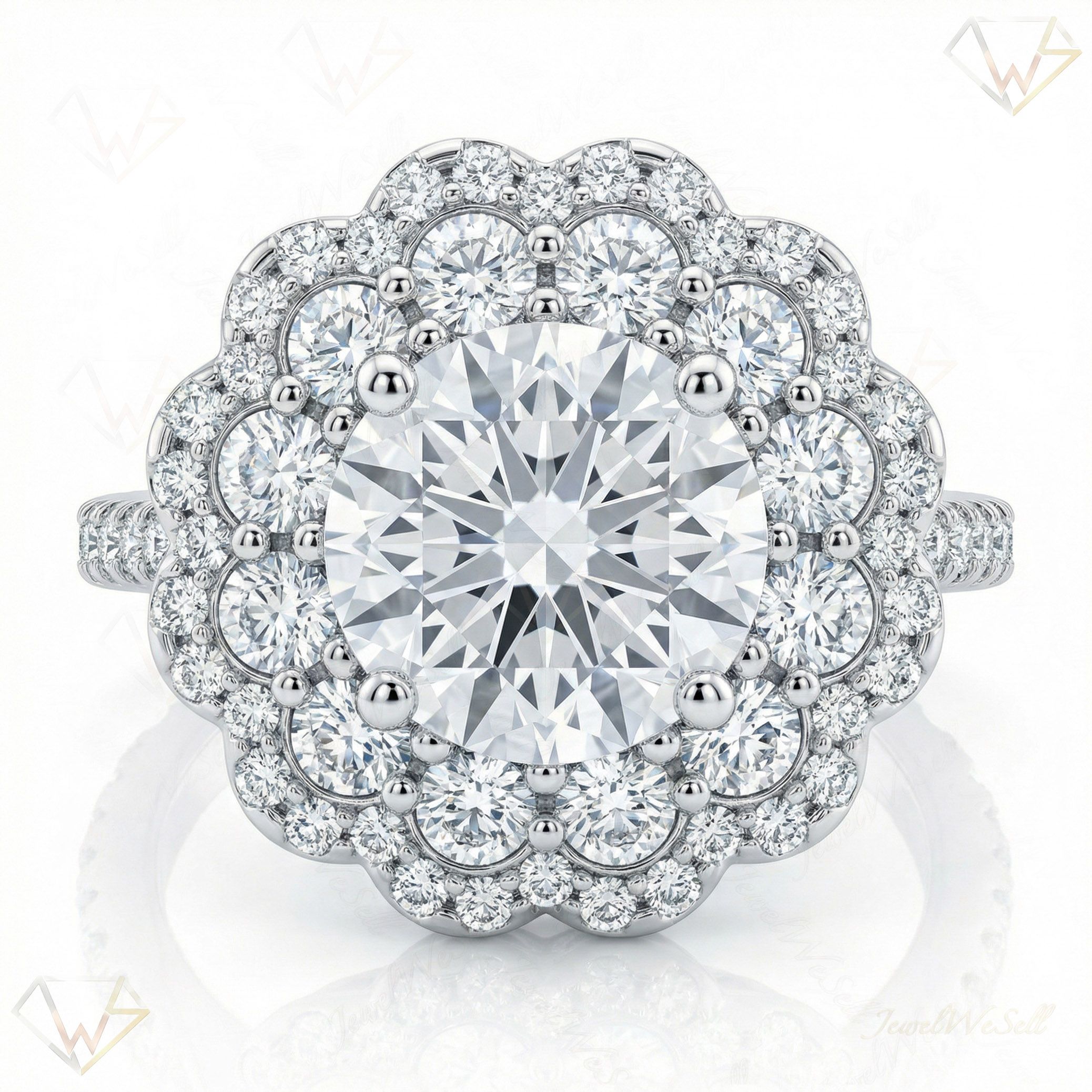 5.40 ct EF VS Lab Grown Diamond Halo Engagement Ring in 10k White Gold _ Sz0775 13861