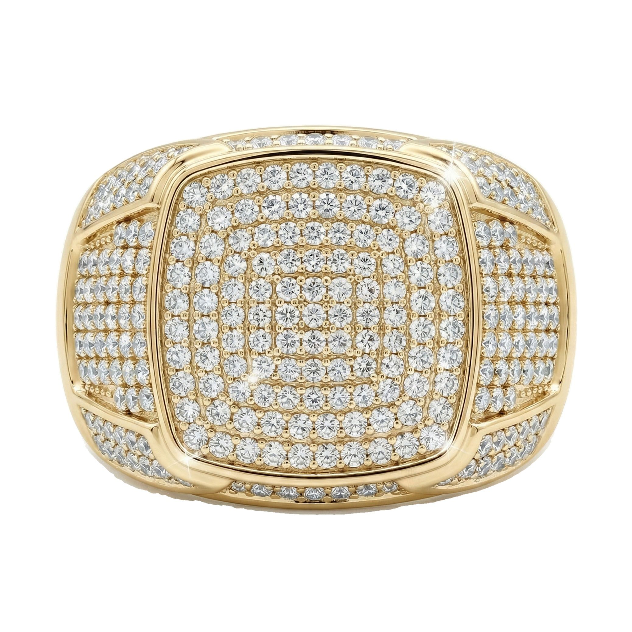 1.75 ct EF VS Lab Grown Diamond Mens Statement Ring in 14k Yellow Gold _ Sz1275 14137