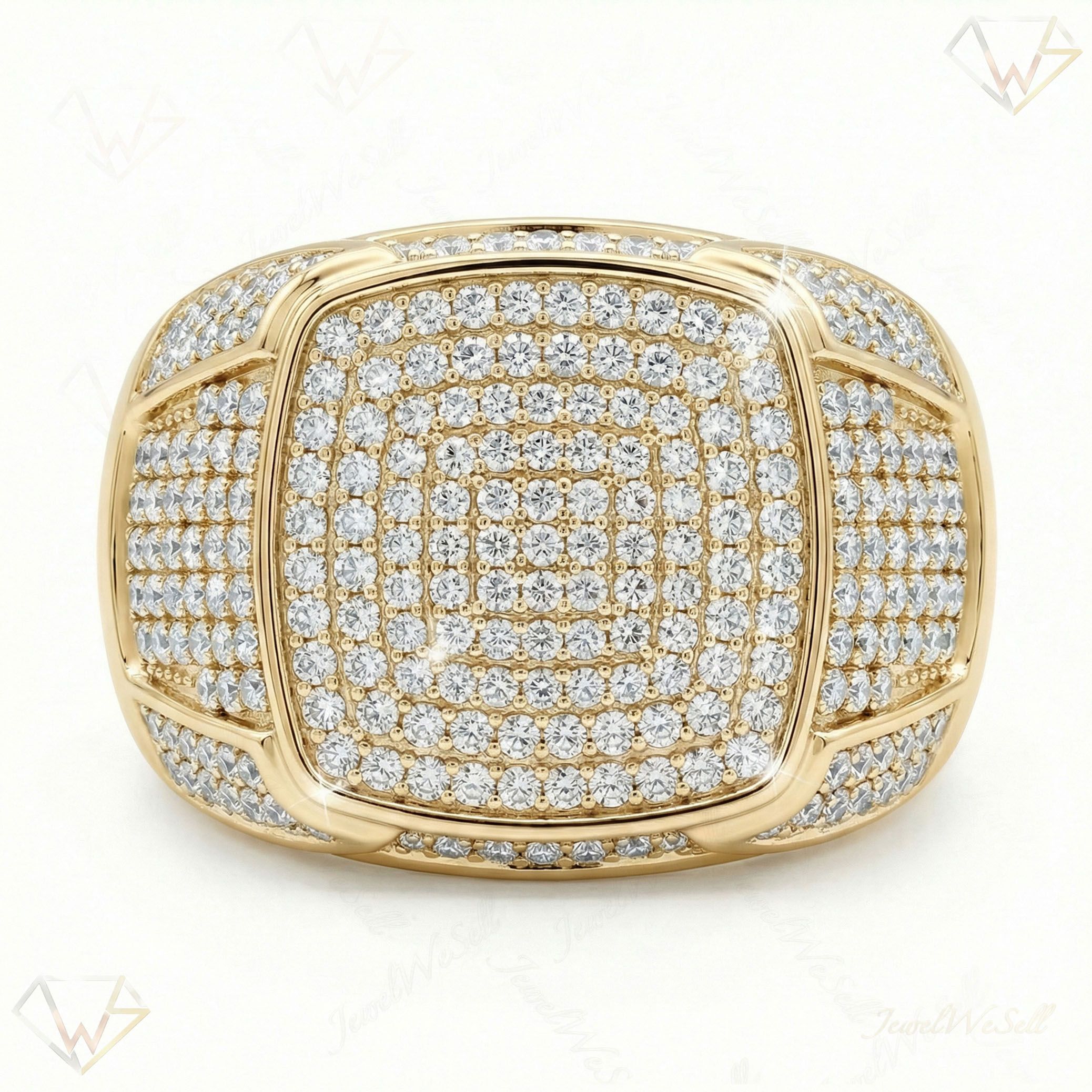 1.75 ct EF VS Lab Grown Diamond Mens Statement Ring in 10k Yellow Gold _ Sz0975 14137