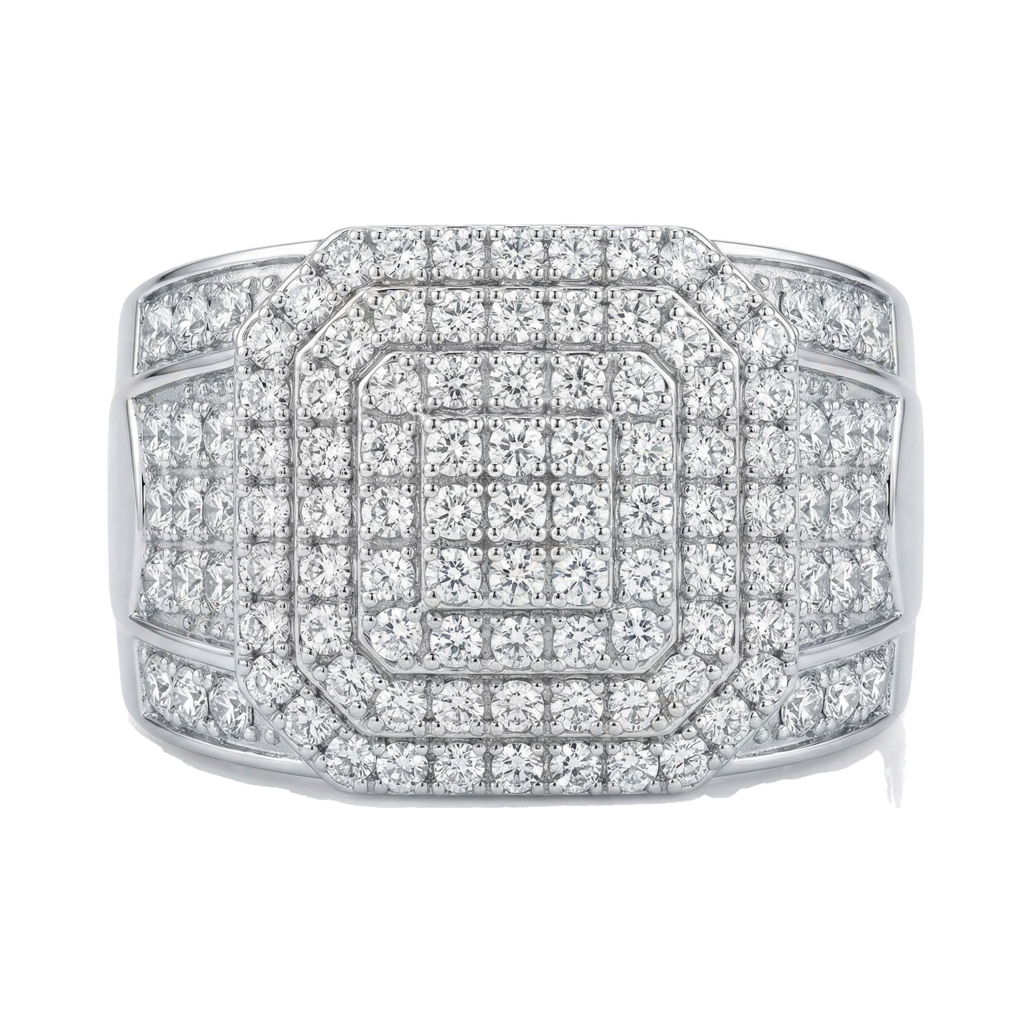1.80 ct EF VS Lab Grown Diamond Mens Statement Ring in 10k White Gold _ Sz0500 14184