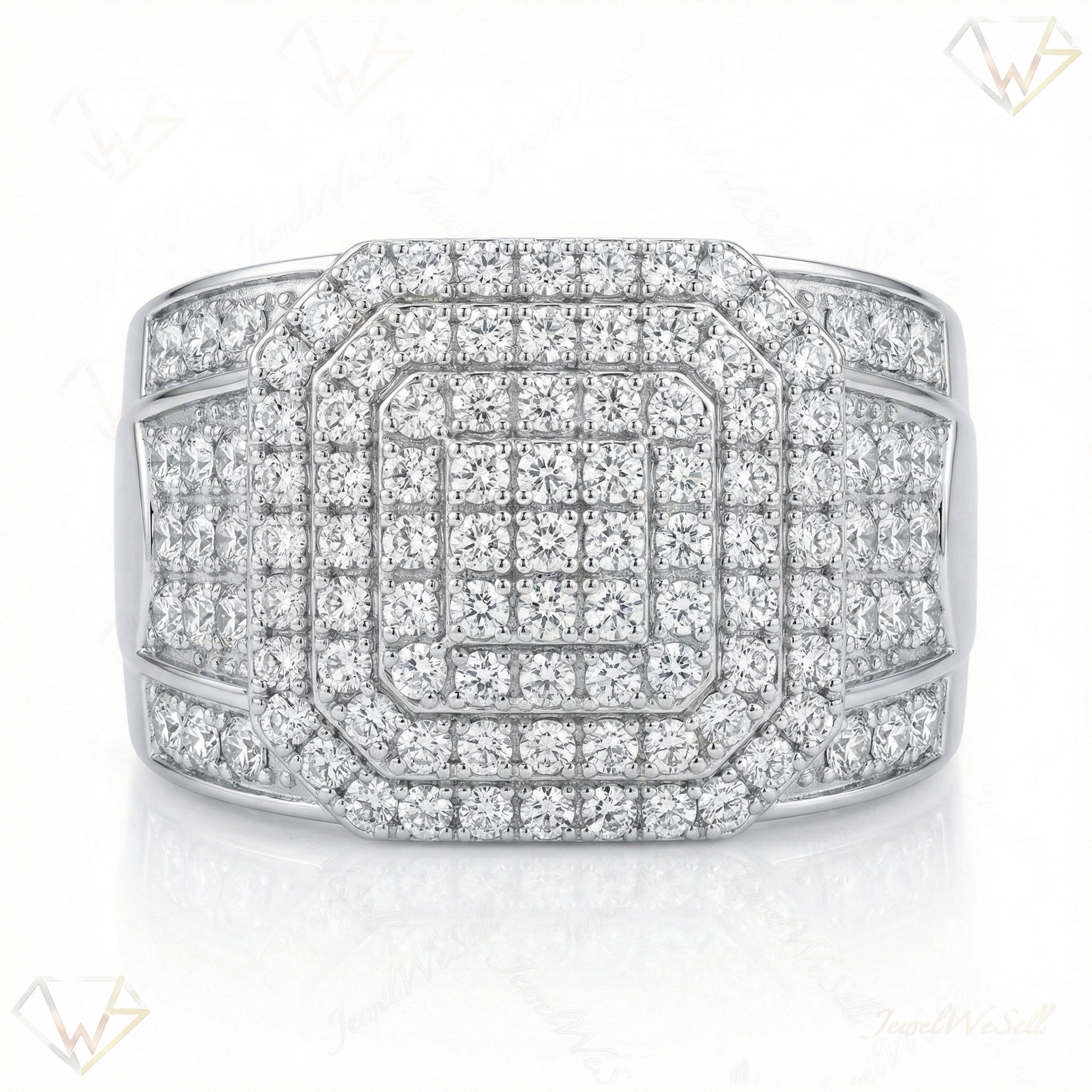 1.80 ct EF VS Lab Grown Diamond Mens Statement Ring in 14k White Gold _ Sz0475 14184