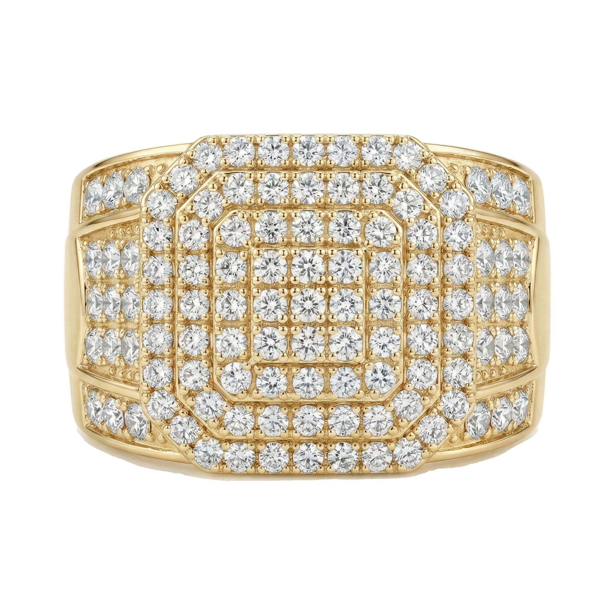 1.80 ct EF VS Lab Grown Diamond Mens Statement Ring in 14k Yellow Gold _ Sz0875 14184