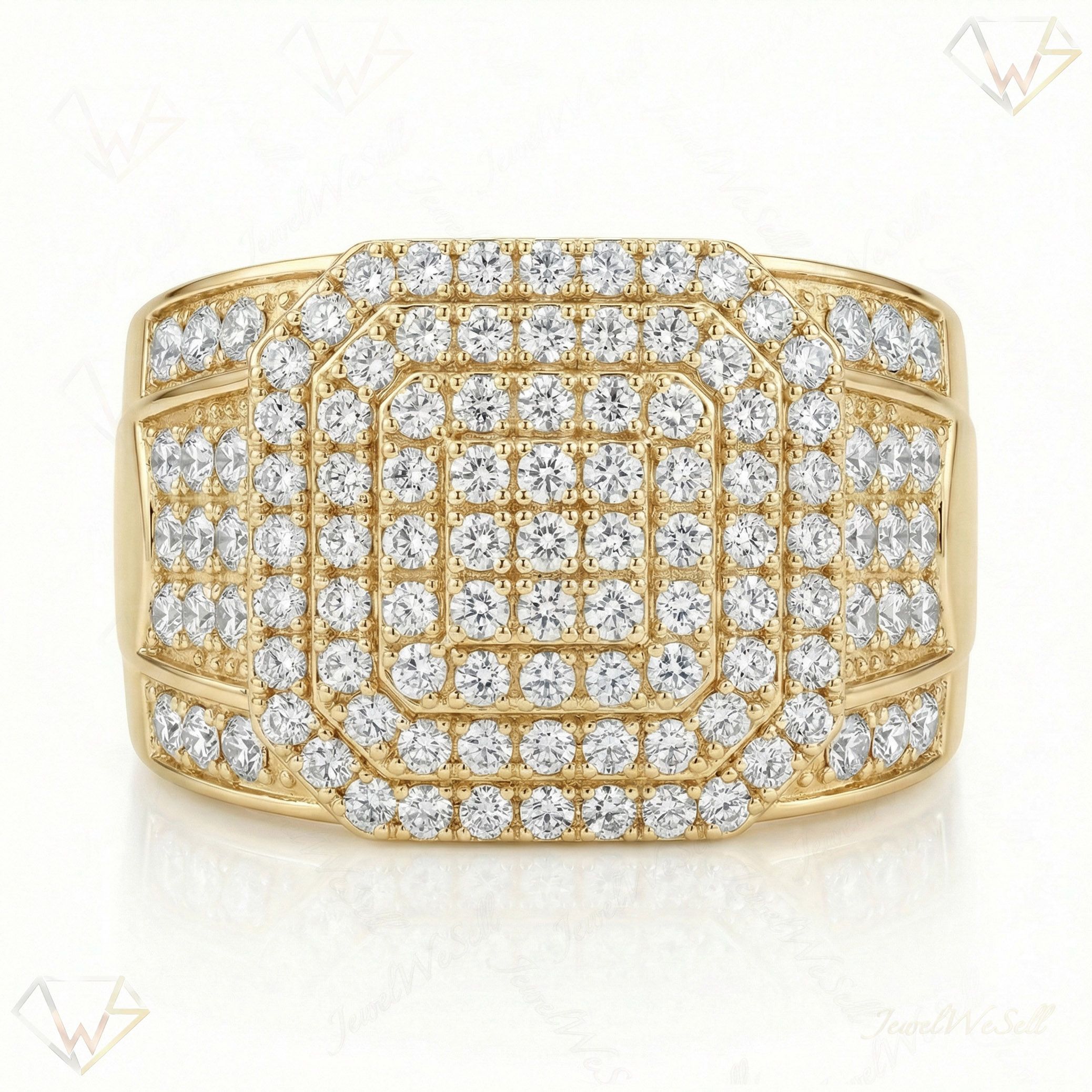 1.80 ct EF VS Lab Grown Diamond Mens Statement Ring in 10k Yellow Gold _ Sz0525 14184