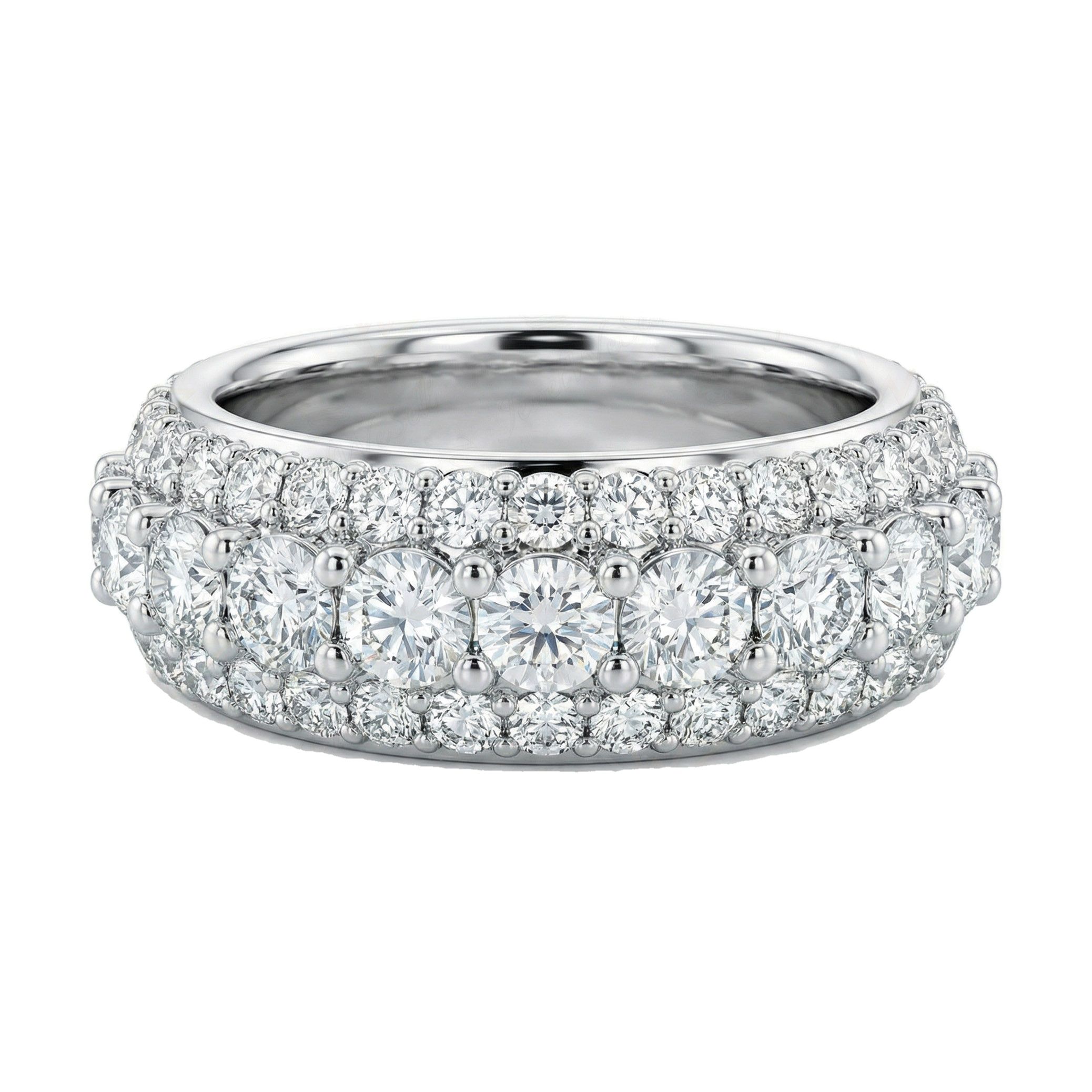 2.10 ct EF VS Lab Grown Diamond Multi Row Wedding Band in 10k White Gold _ Sz0875 14188