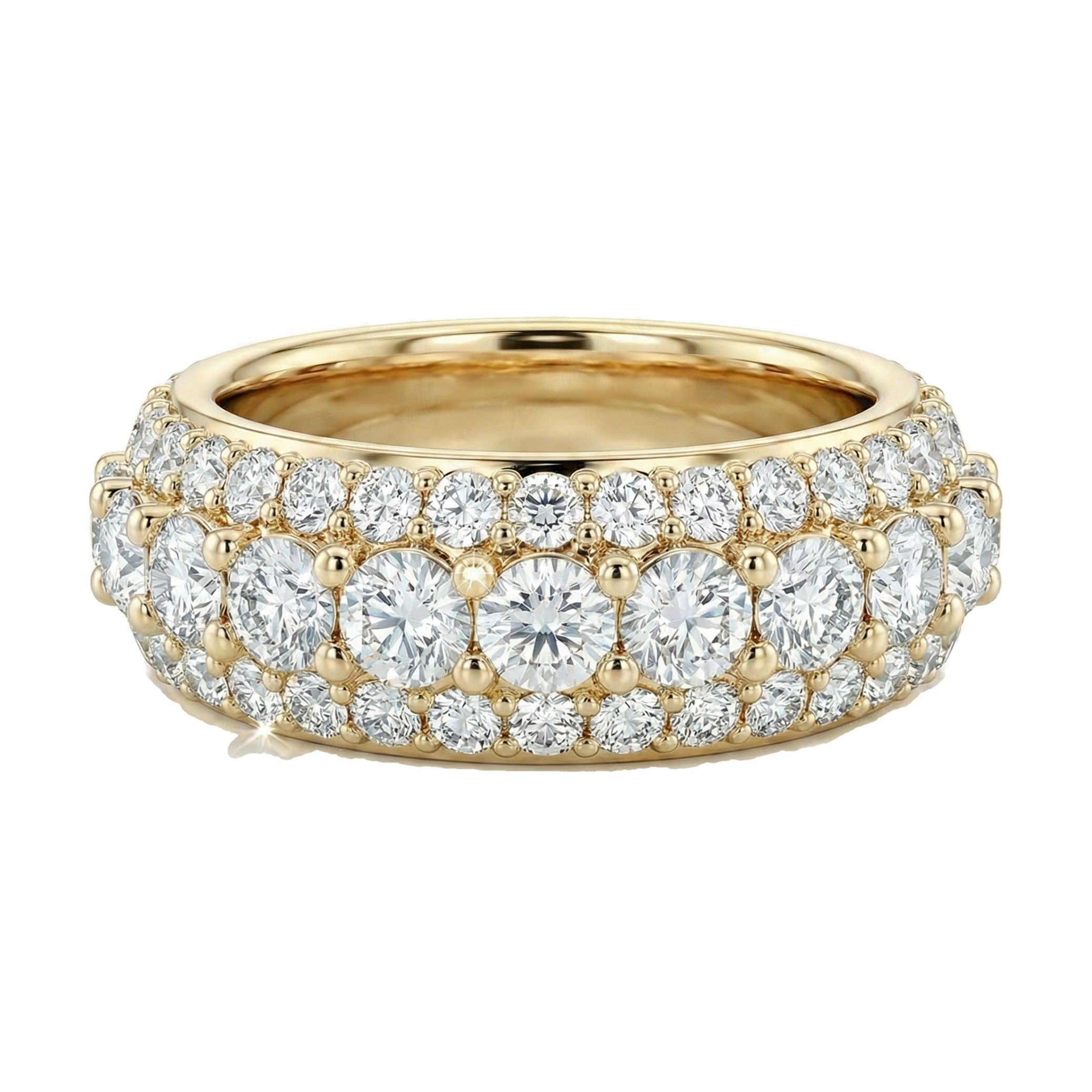 2.10 ct EF VS Lab Grown Diamond Multi Row Wedding Band in 14k Yellow Gold _ Sz0500 14188