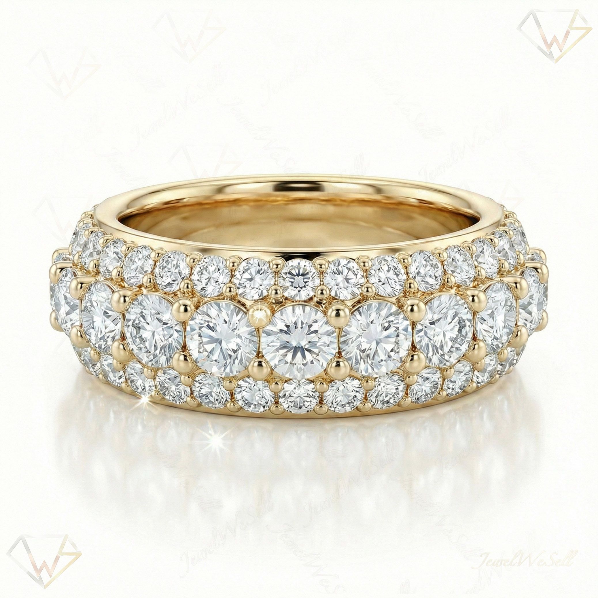 2.10 ct EF VS Lab Grown Diamond Multi Row Wedding Band in 14k Yellow Gold _ Sz0425 14188