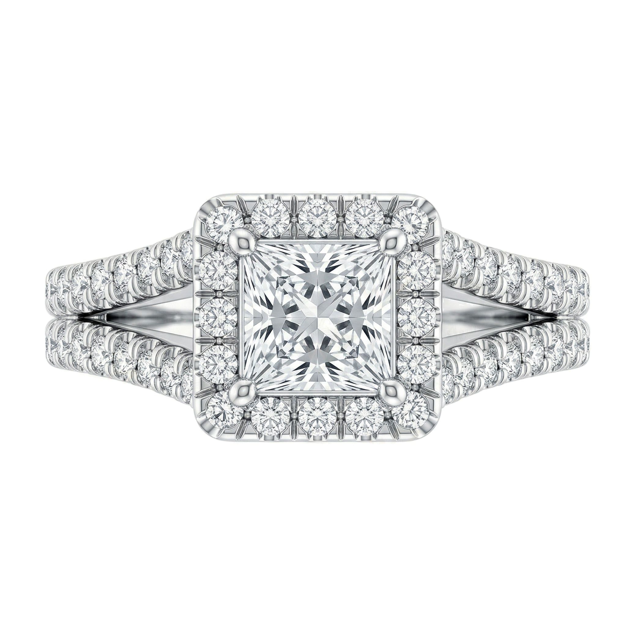 1.75 ct EF VS Lab Grown Diamond Halo Engagement Ring in 10k White Gold _ Sz0900 15354