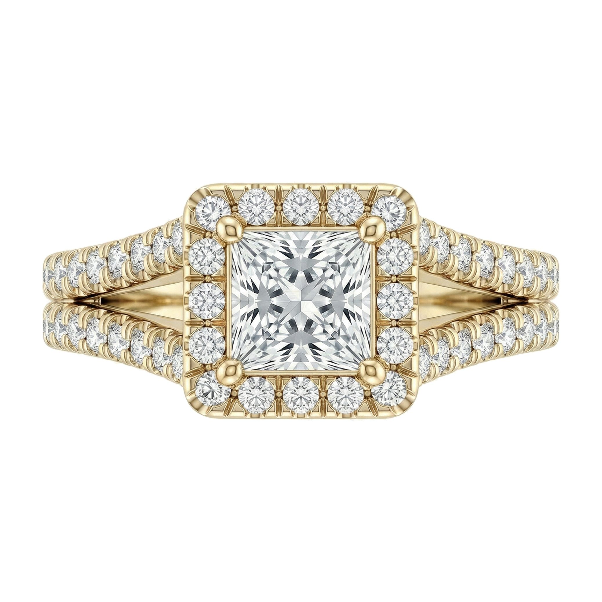 1.75 ct EF VS Lab Grown Diamond Halo Engagement Ring in 14k Yellow Gold _ Sz0500 15354