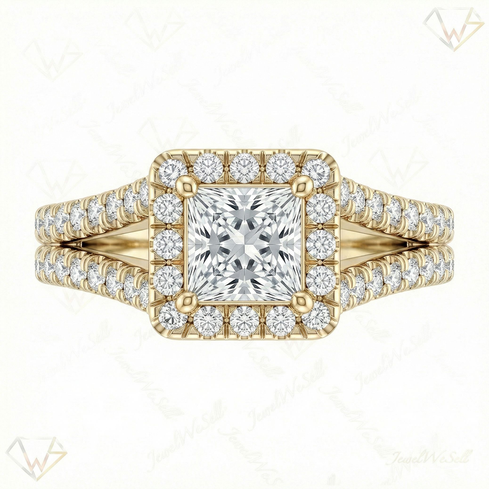1.75 ct EF VS Lab Grown Diamond Halo Engagement Ring in 14k Yellow Gold _ Sz0575 15354