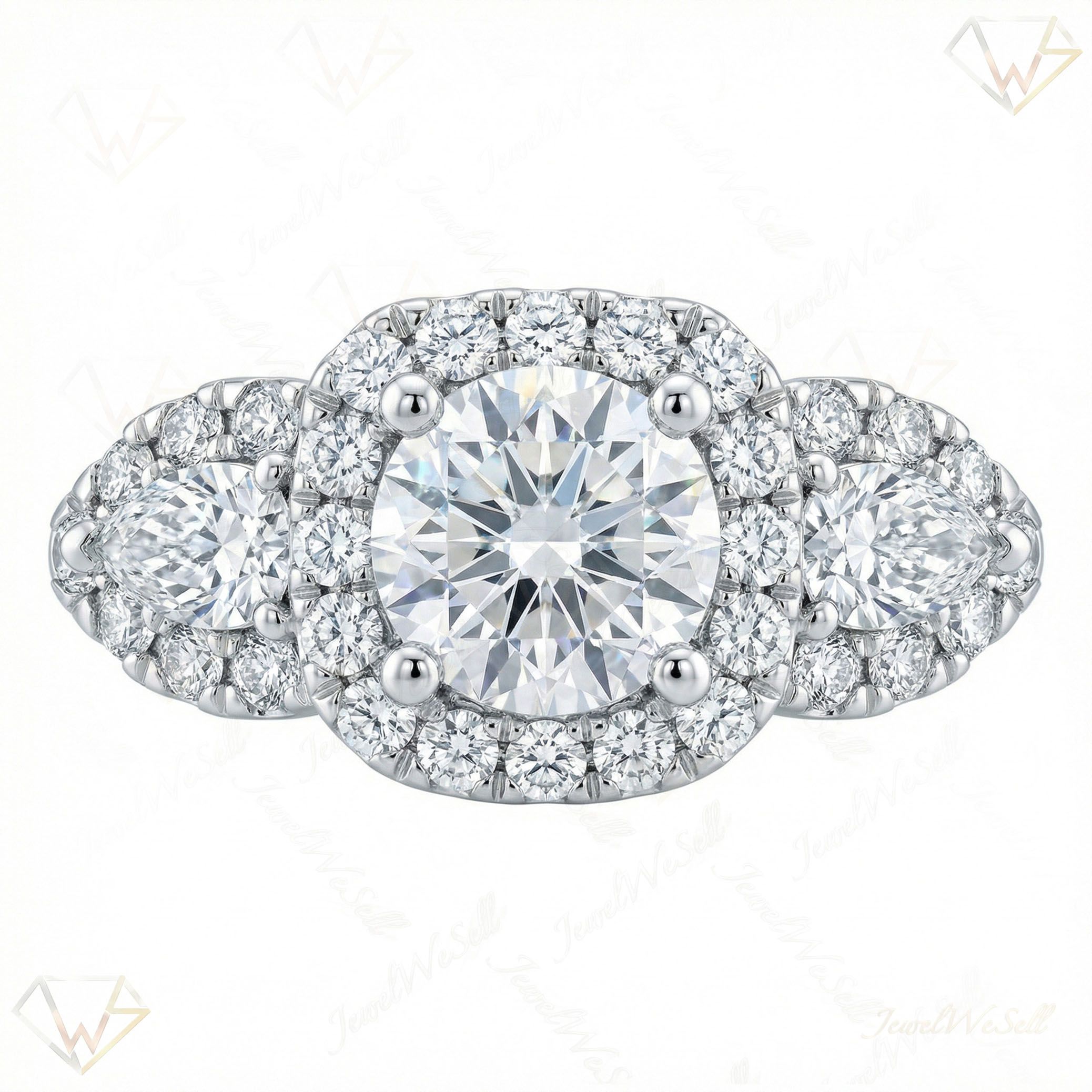 2.00 ct EF VS Lab Grown Diamond Halo Engagement Ring in 14k White Gold _ Sz0650 15362