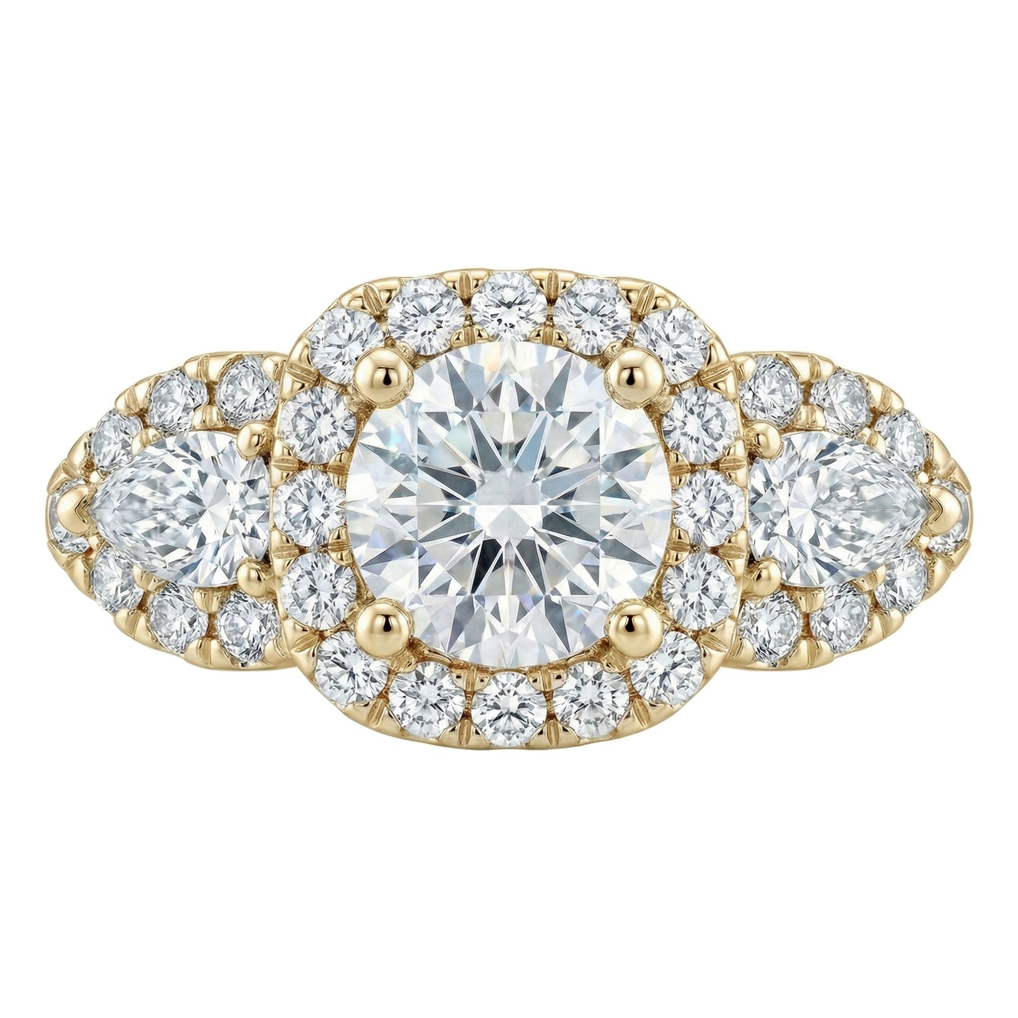 2.00 ct EF VS Lab Grown Diamond Halo Engagement Ring in 10k Yellow Gold _ Sz0500 15362