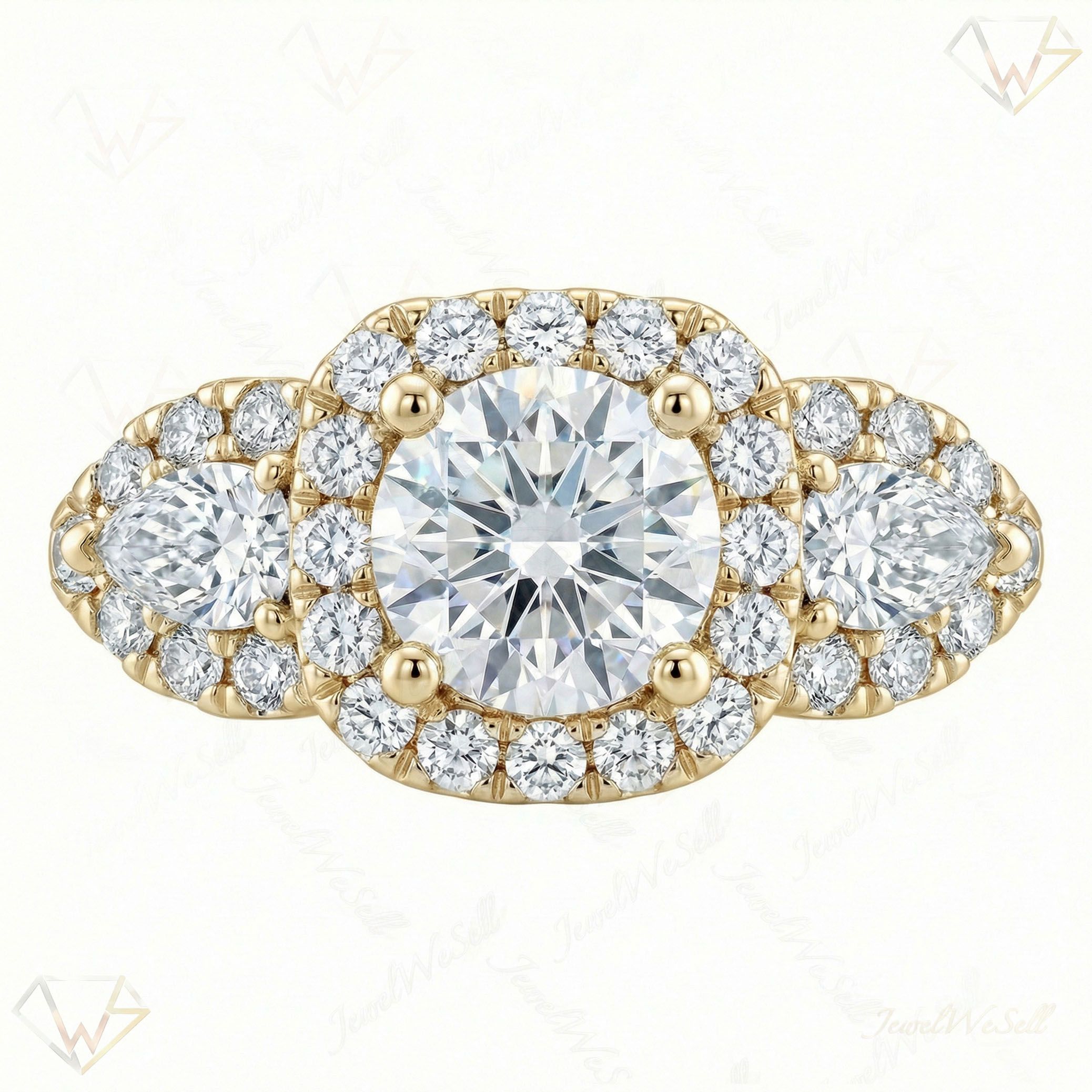 2.00 ct EF VS Lab Grown Diamond Halo Engagement Ring in 10k Yellow Gold _ Sz0675 15362