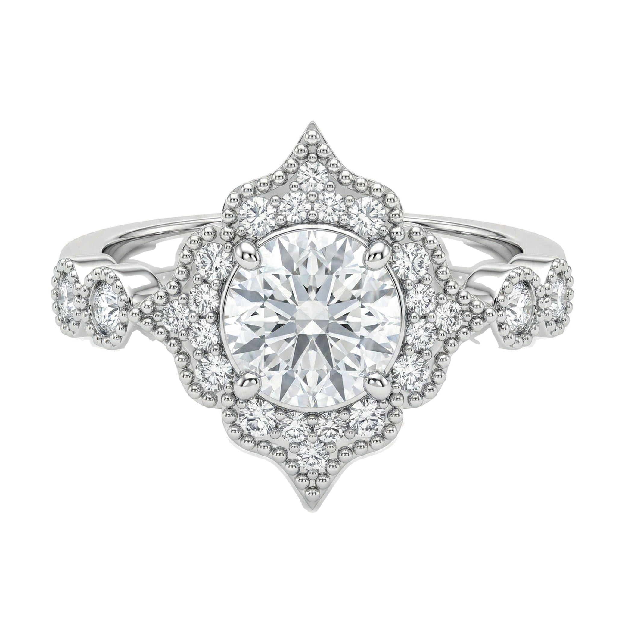 1.00 ct EF VS Lab Grown Diamond Halo Engagement Ring in 10k White Gold _ Sz0600 15564