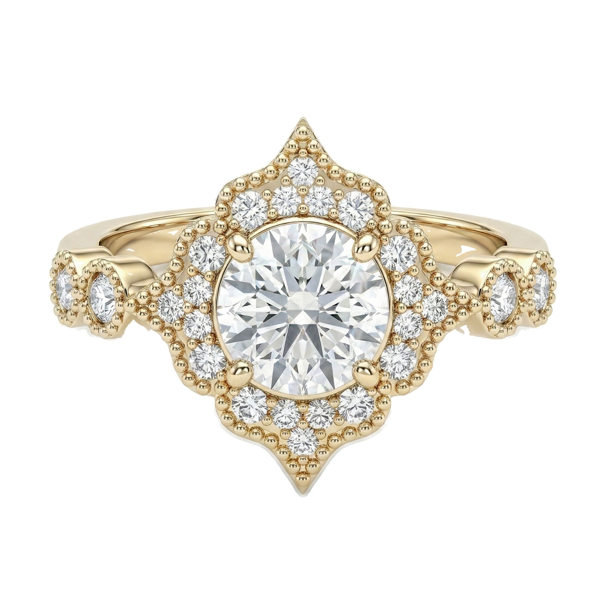 1.00 ct EF VS Lab Grown Diamond Halo Engagement Ring in 14k Yellow Gold _ Sz0900 15564