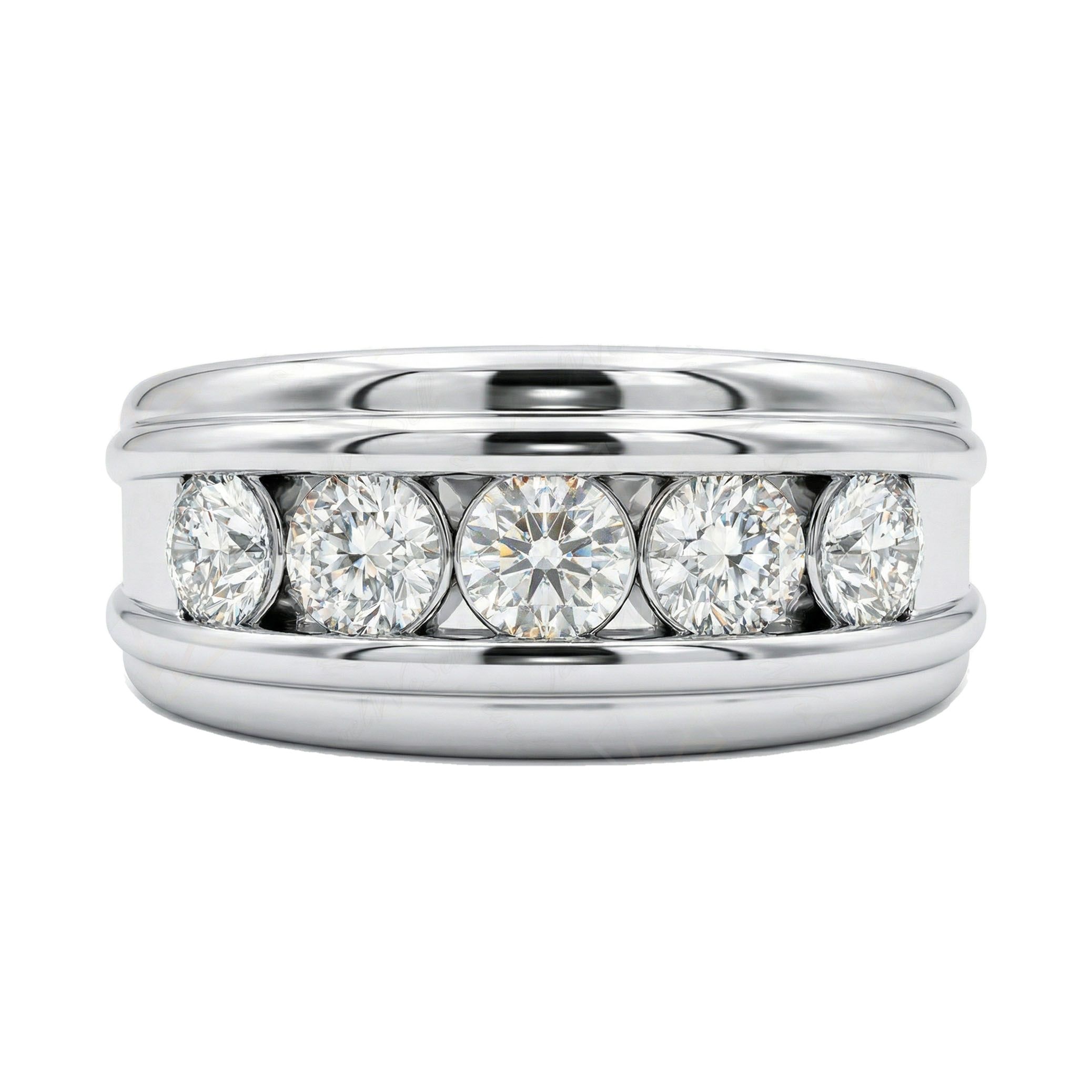 0.90 ct EF VS Lab Grown Diamond Mens Wedding Band in 10k White Gold _ Sz0875 15655