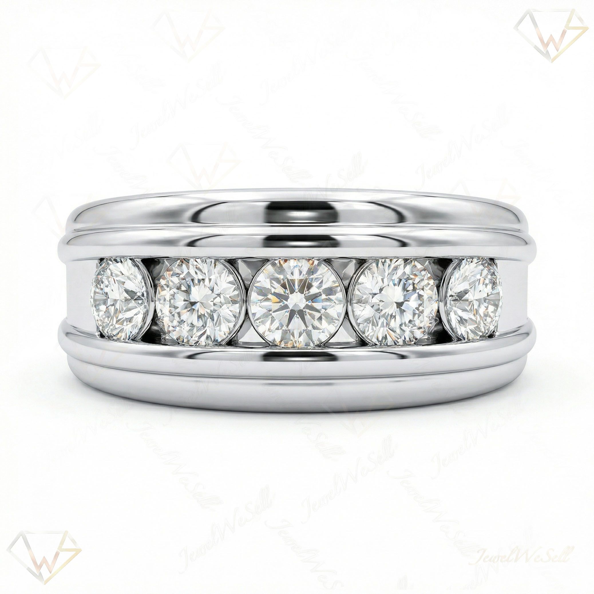 0.90 ct EF VS Lab Grown Diamond Mens Wedding Band in 10k White Gold _ Sz0775 15655