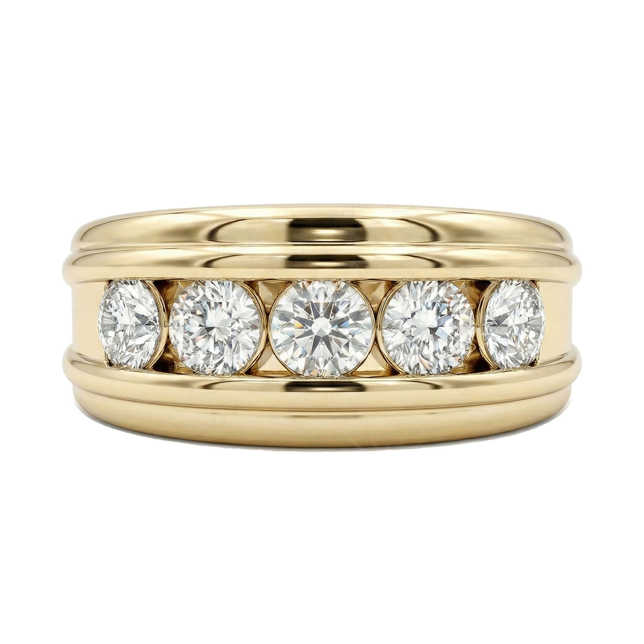 0.90 ct EF VS Lab Grown Diamond Mens Wedding Band in 10k Yellow Gold _ Sz0875 15655