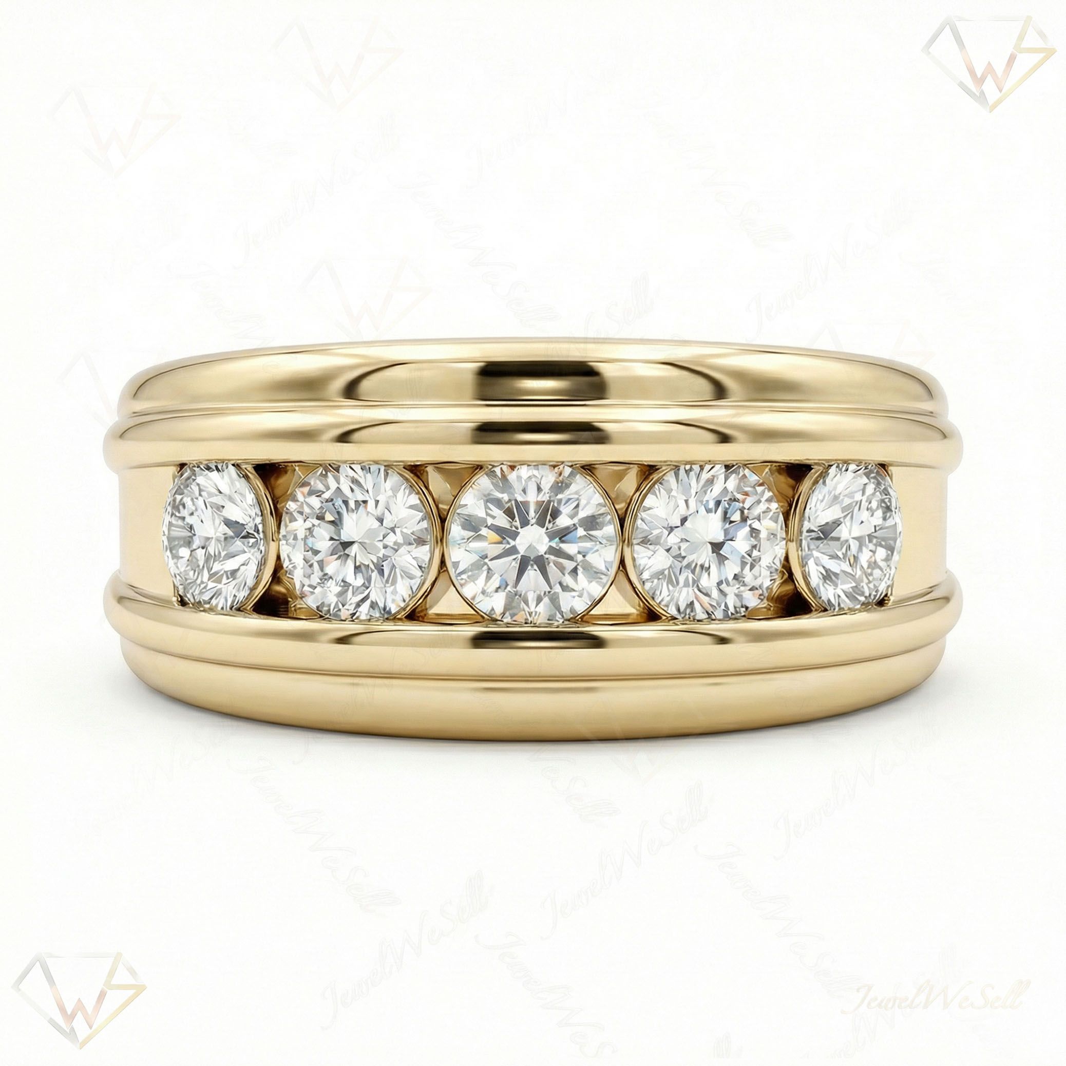 0.90 ct EF VS Lab Grown Diamond Mens Wedding Band in 14k Yellow Gold _ Sz0675 15655