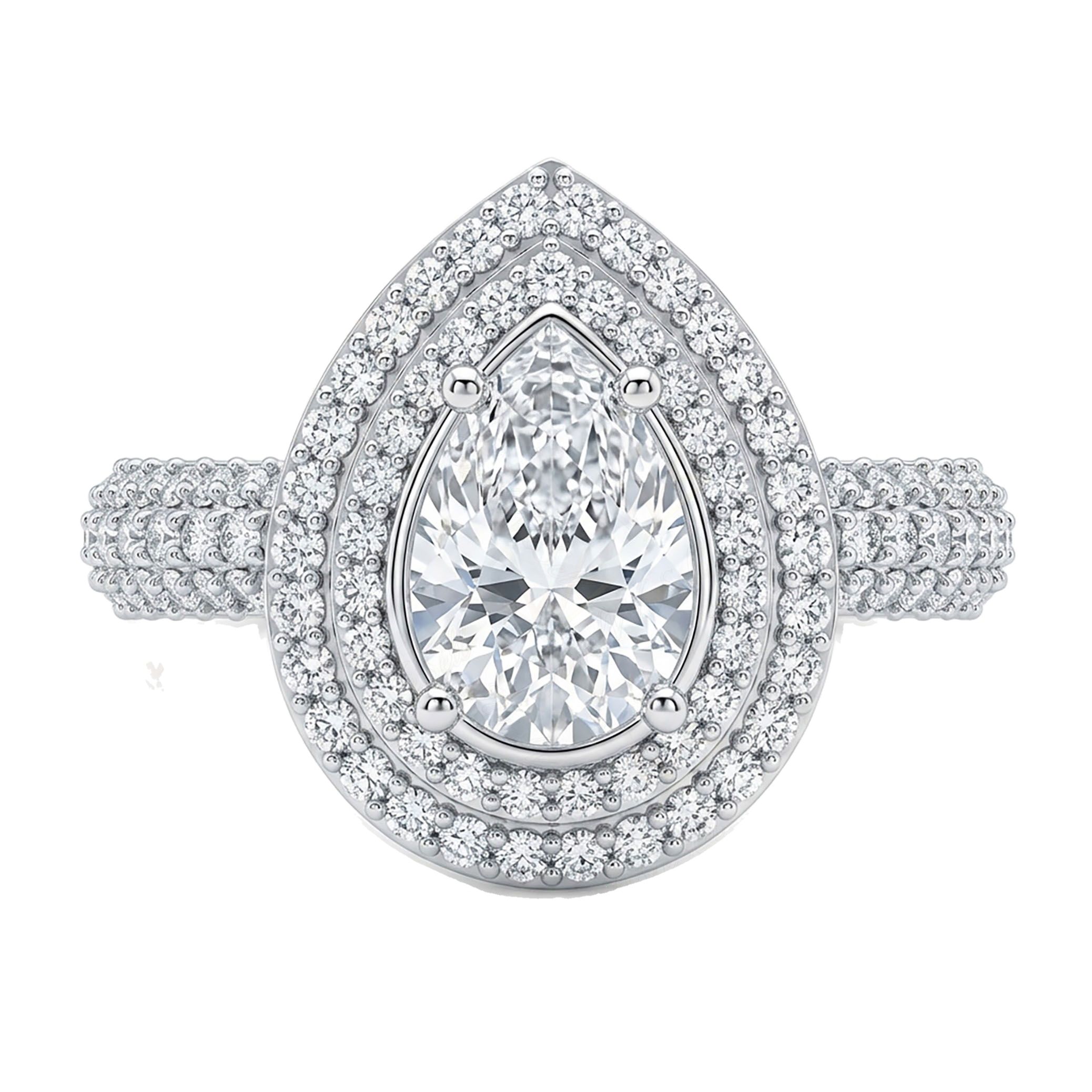 2.20 ct EF VS Lab Grown Diamond Halo Engagement Ring in 10k White Gold _ Sz0650 15656