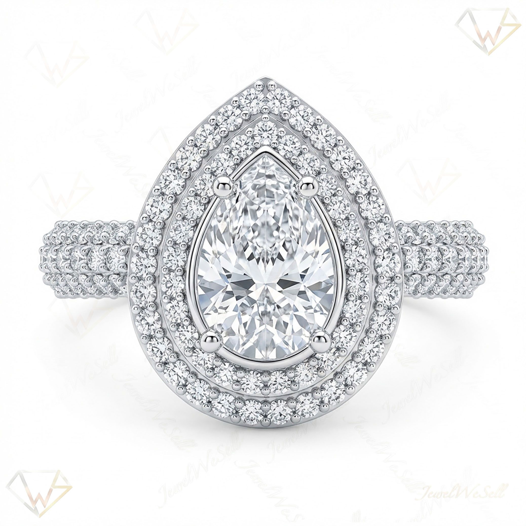 2.20 ct EF VS Lab Grown Diamond Halo Engagement Ring in 10k White Gold _ Sz0700 15656