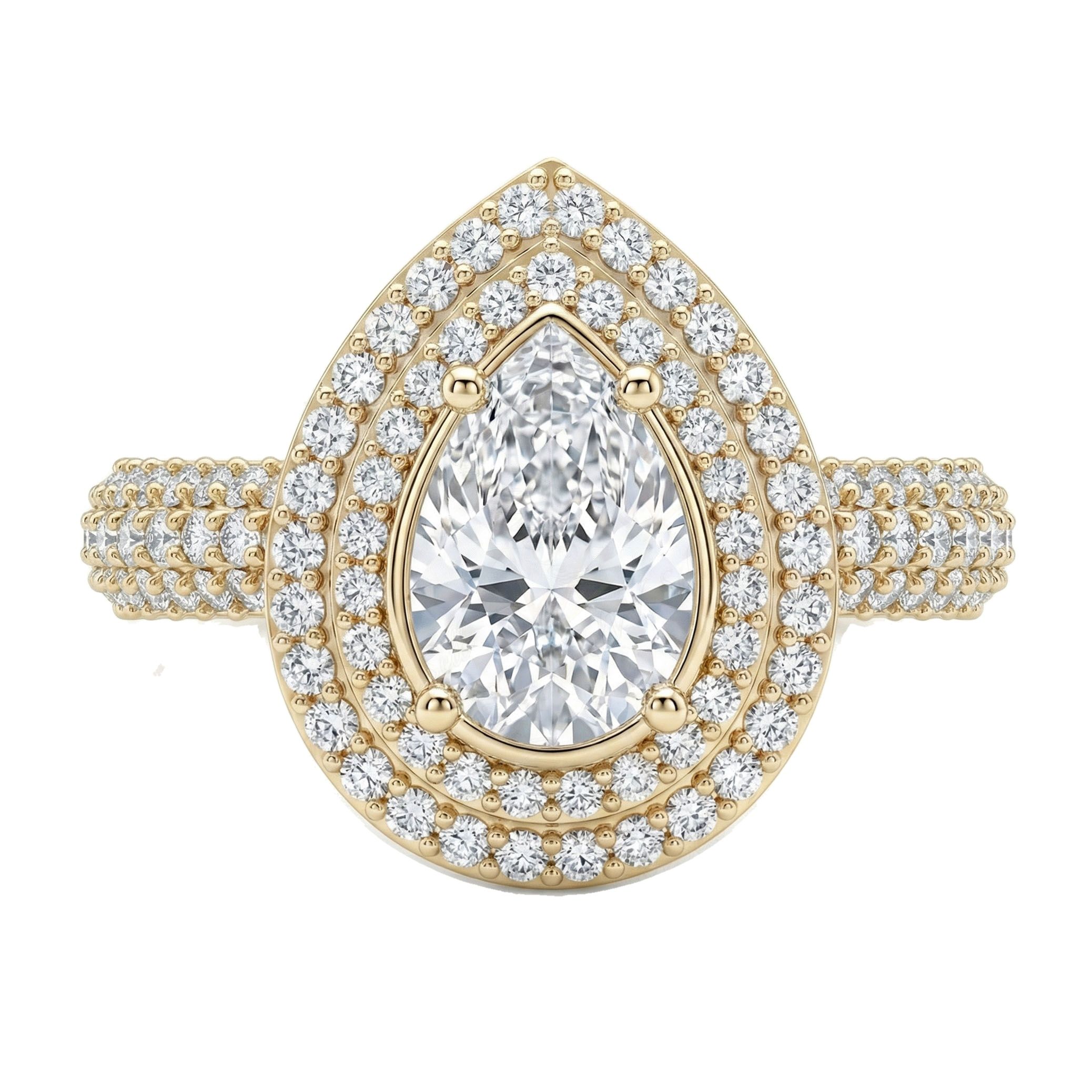 2.20 ct EF VS Lab Grown Diamond Halo Engagement Ring in 10k Yellow Gold _ Sz0600 15656