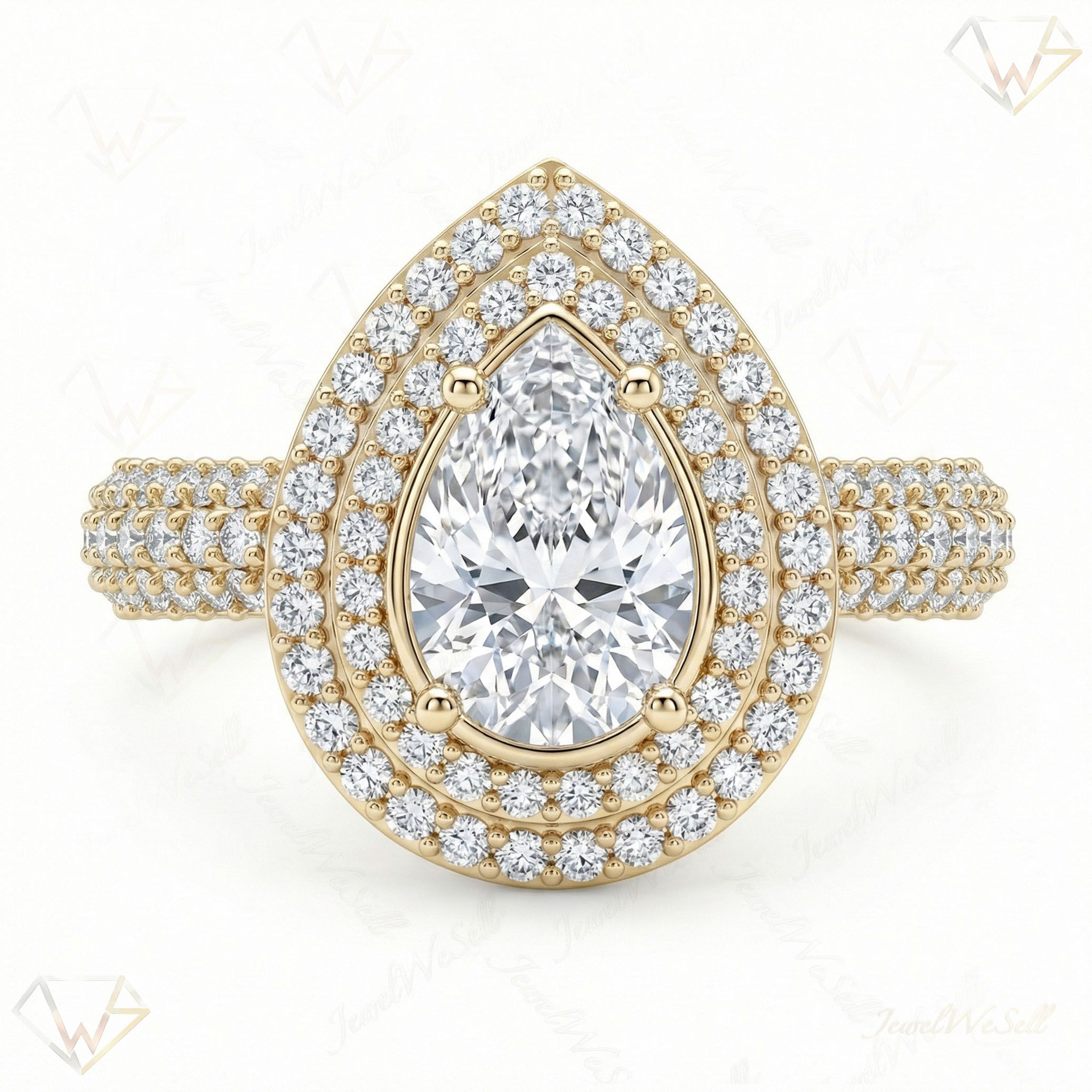 2.20 ct EF VS Lab Grown Diamond Halo Engagement Ring in 10k Yellow Gold _ Sz0475 15656