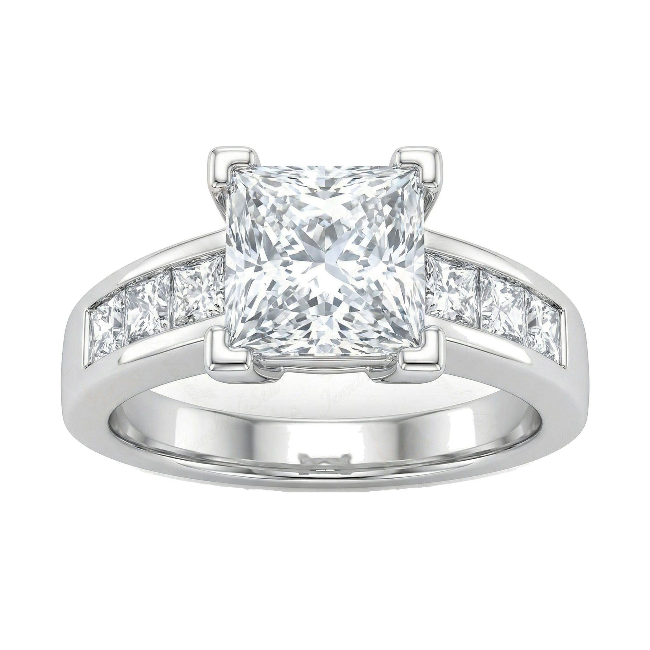 2.90 ct EF VS Lab Grown Diamond Three Stone Engagement Ring in 14k White Gold _ Sz0900 15680