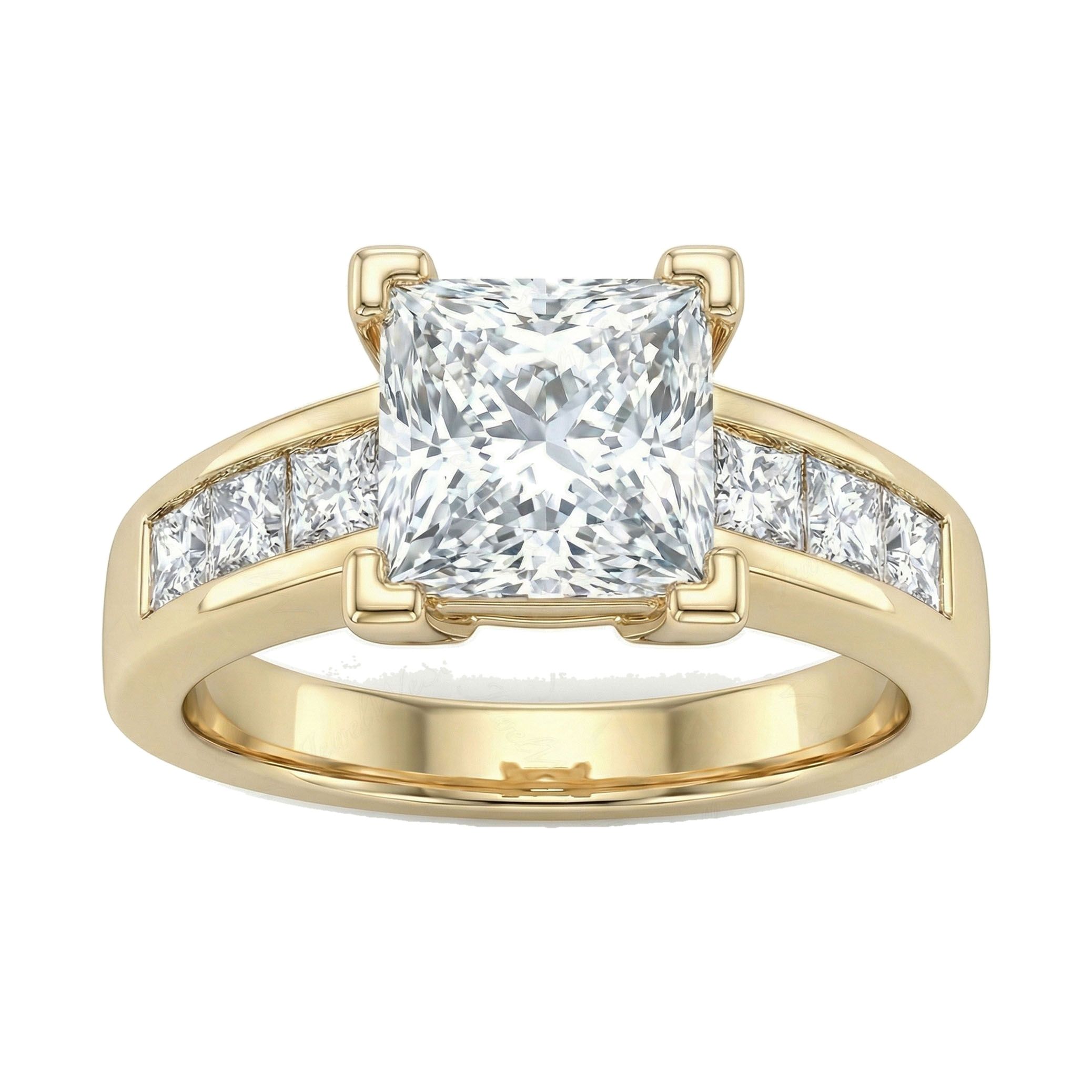 2.00 ct EF VS Lab Grown Diamond Solitaire with Accents Engagement Ring in 10k Yellow Gold _ Sz0575 15680