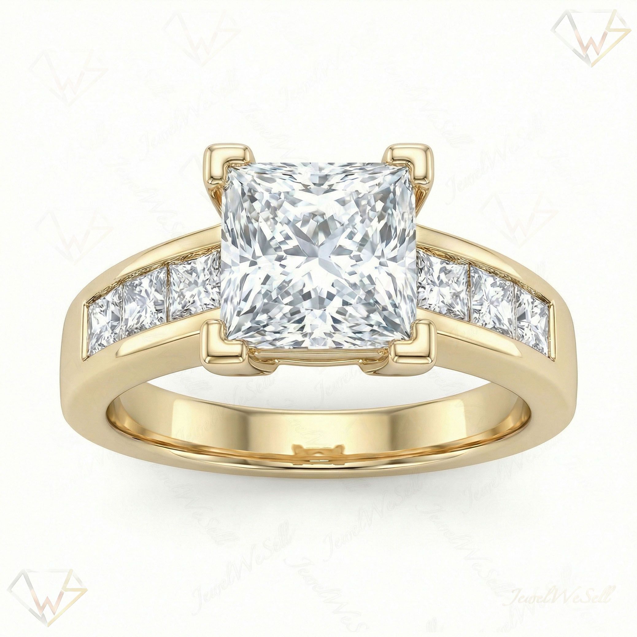 2.00 ct EF VS Lab Grown Diamond Solitaire with Accents Engagement Ring in 14k Yellow Gold _ Sz0550 15680
