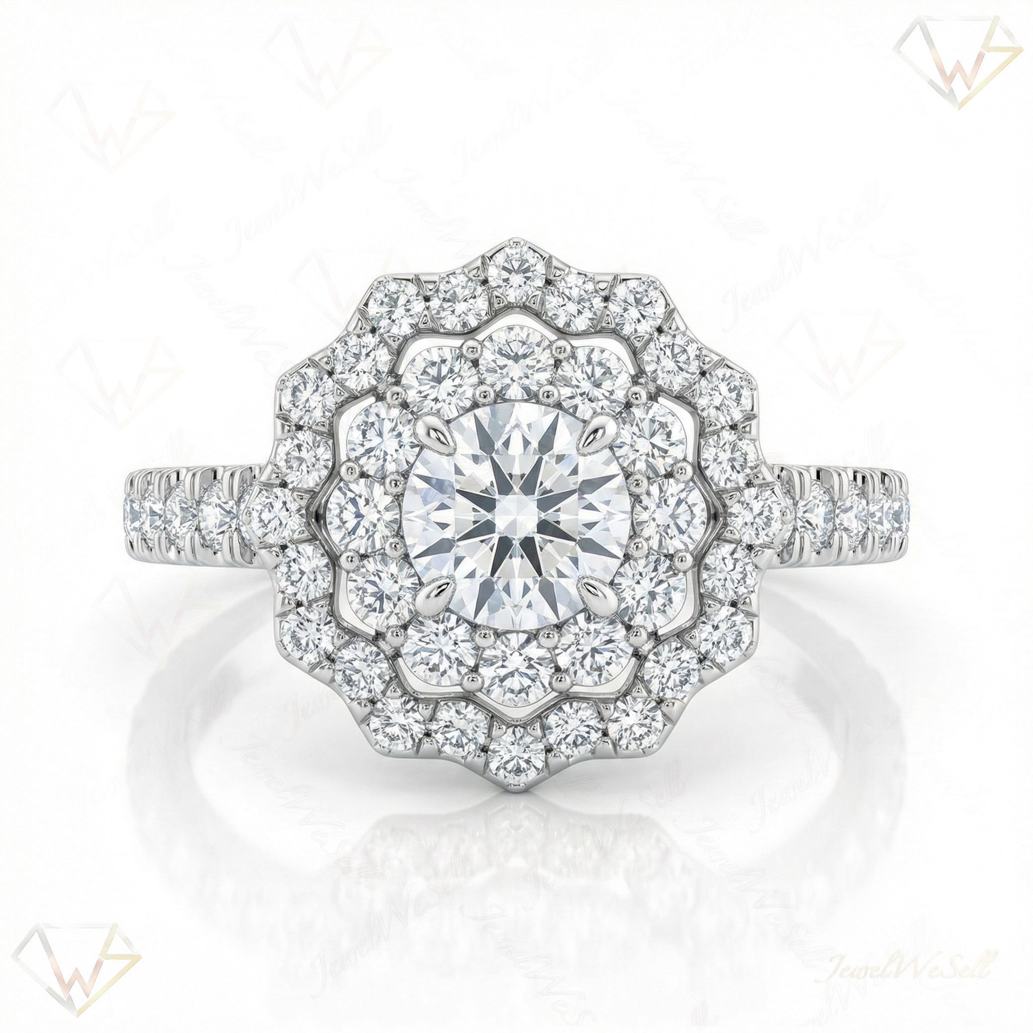1.50 ct EF VS Lab Grown Diamond Halo Engagement Ring in 10k White Gold _ Sz0525 15699