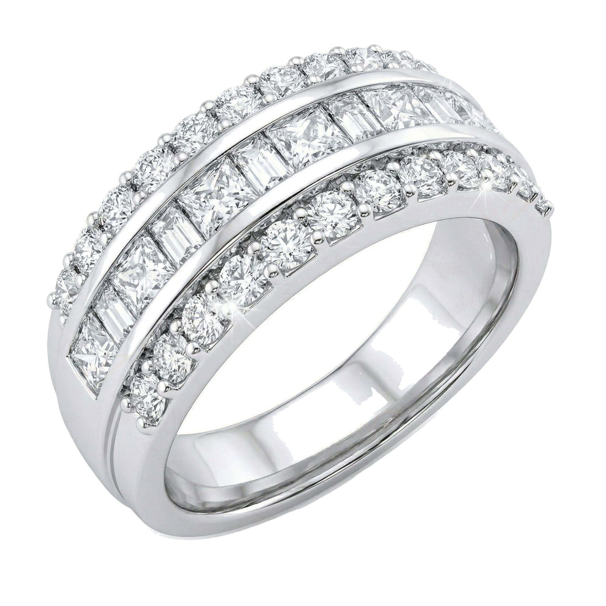 1.90 ct EF VS Lab Grown Diamond Multi Row Wedding Band in 10k White Gold _ Sz0475 15716