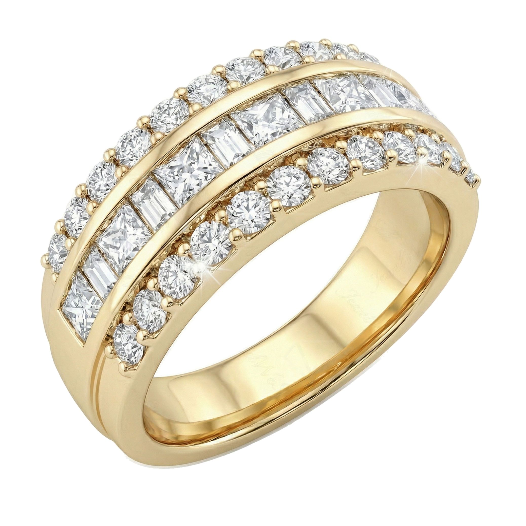 1.90 ct EF VS Lab Grown Diamond Multi Row Wedding Band in 14k Yellow Gold _ Sz0900 15716