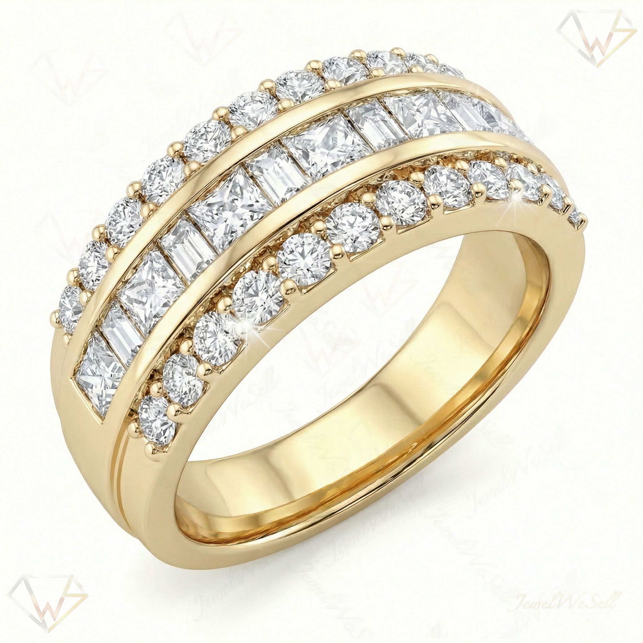 1.90 ct EF VS Lab Grown Diamond Multi Row Wedding Band in 10k Yellow Gold _ Sz0425 15716