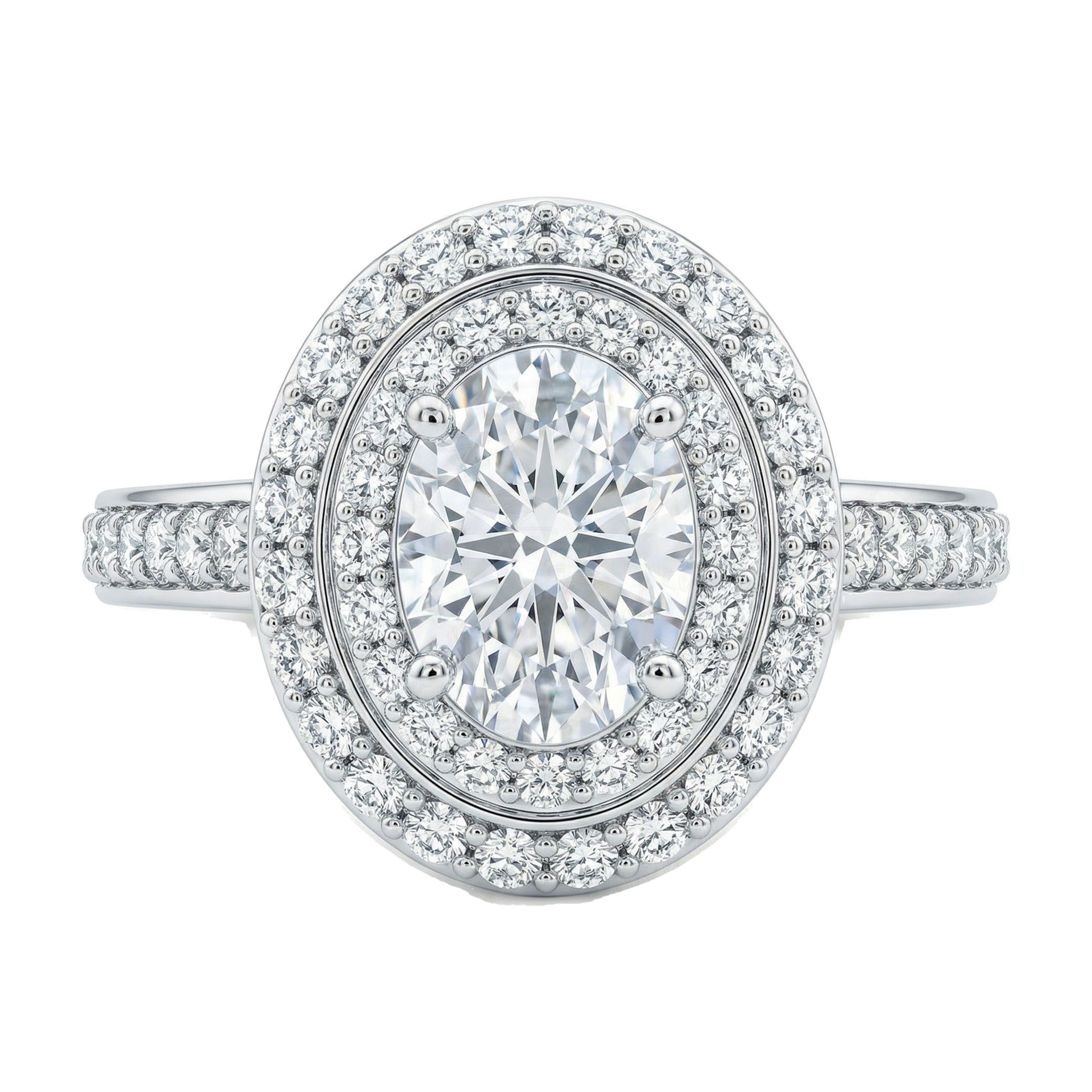 0.75 ct EF VS Lab Grown Diamond Halo Engagement Ring in 10k White Gold _ Sz0400 15722