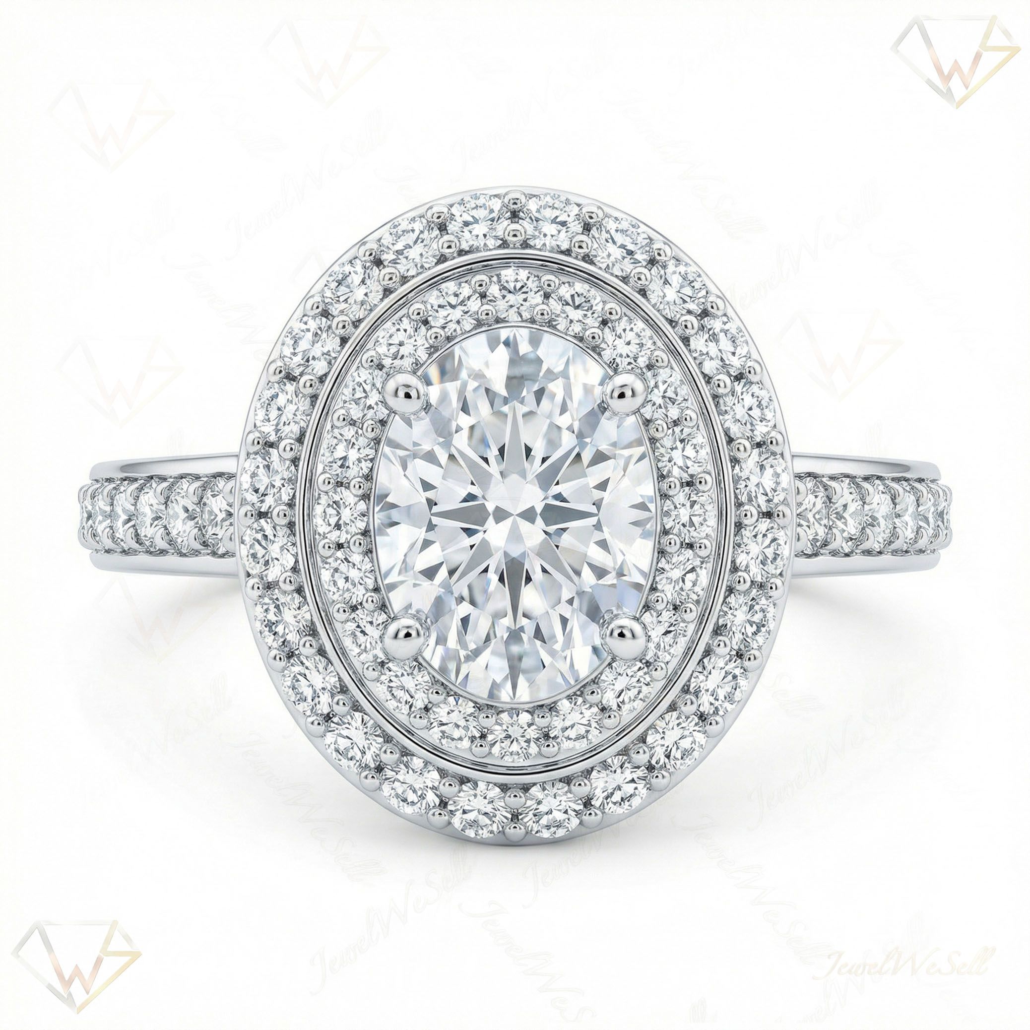 0.75 ct EF VS Lab Grown Diamond Halo Engagement Ring in 14k White Gold _ Sz0700 15722