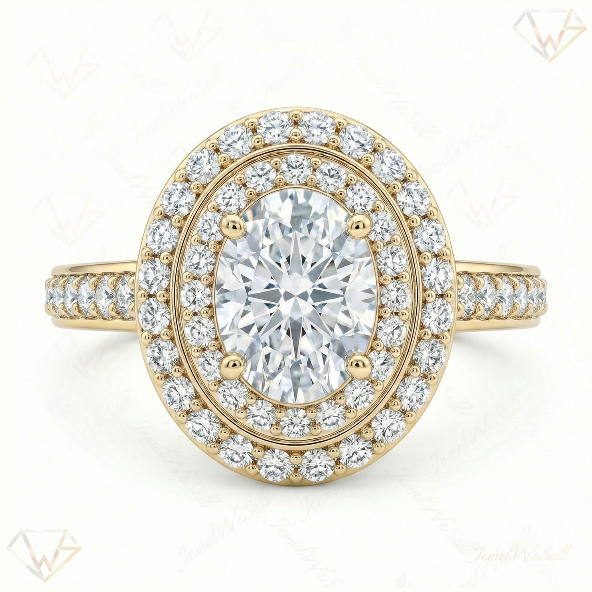 0.75 ct EF VS Lab Grown Diamond Halo Engagement Ring in 10k Yellow Gold _ Sz0525 15722