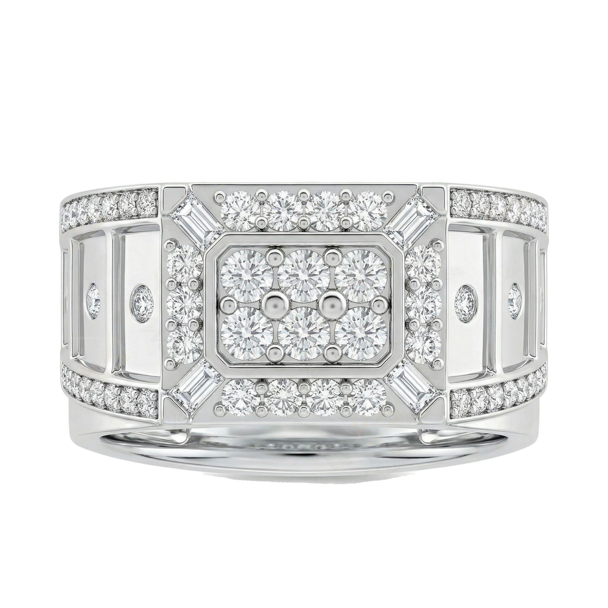 0.60 ct EF VS Lab Grown Diamond Mens Statement Ring in 10k White Gold _ Sz1275 15774