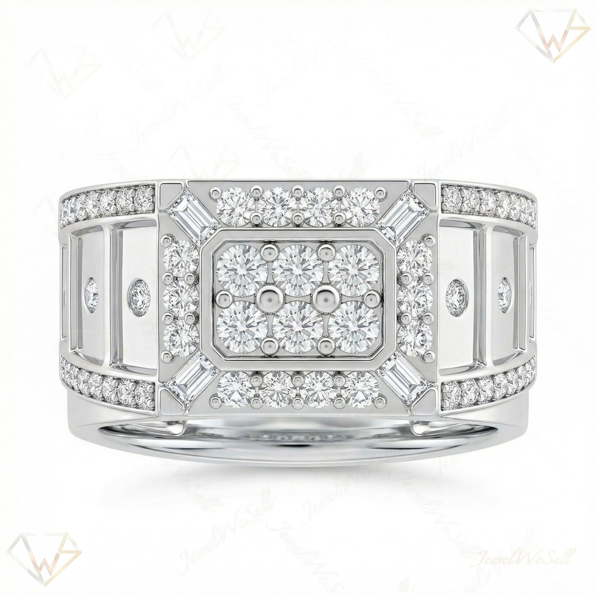 0.60 ct EF VS Moissanite Mens Statement Ring in 925 Sterling SIlver _ Sz0875 15774