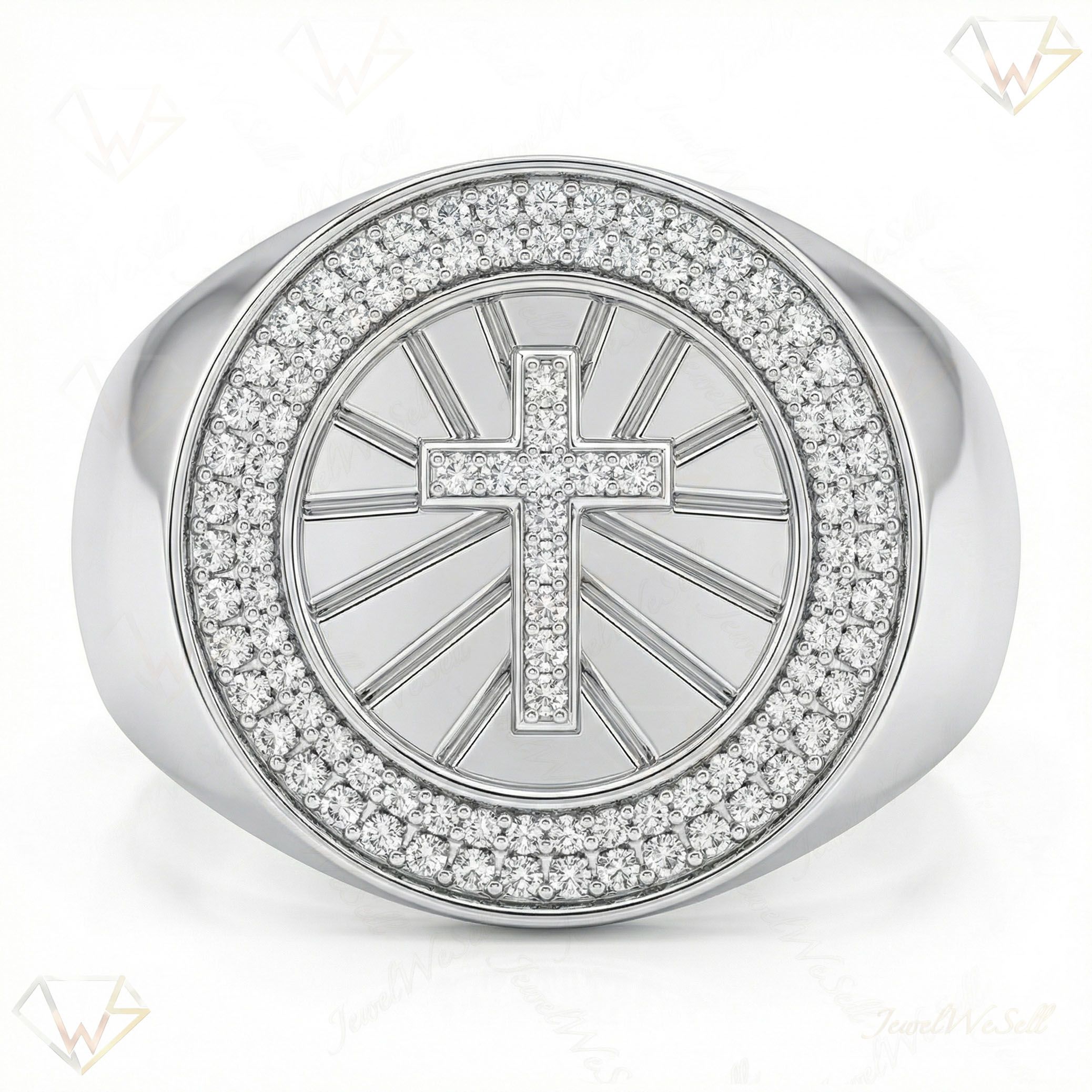 0.40 ct EF VS Lab Grown Diamond Mens Statement Ring in 10k White Gold _ Sz1075 15794
