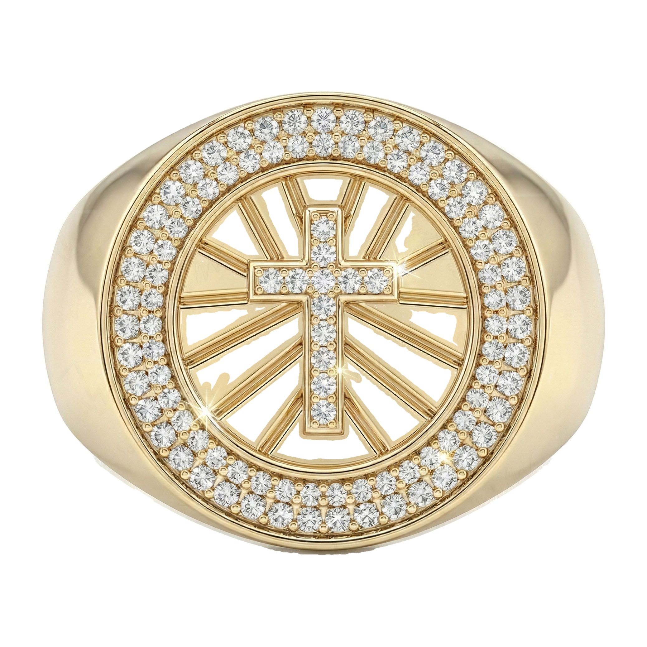 0.40 ct EF VS Lab Grown Diamond Mens Statement Ring in 10k Yellow Gold _ Sz1025 15794