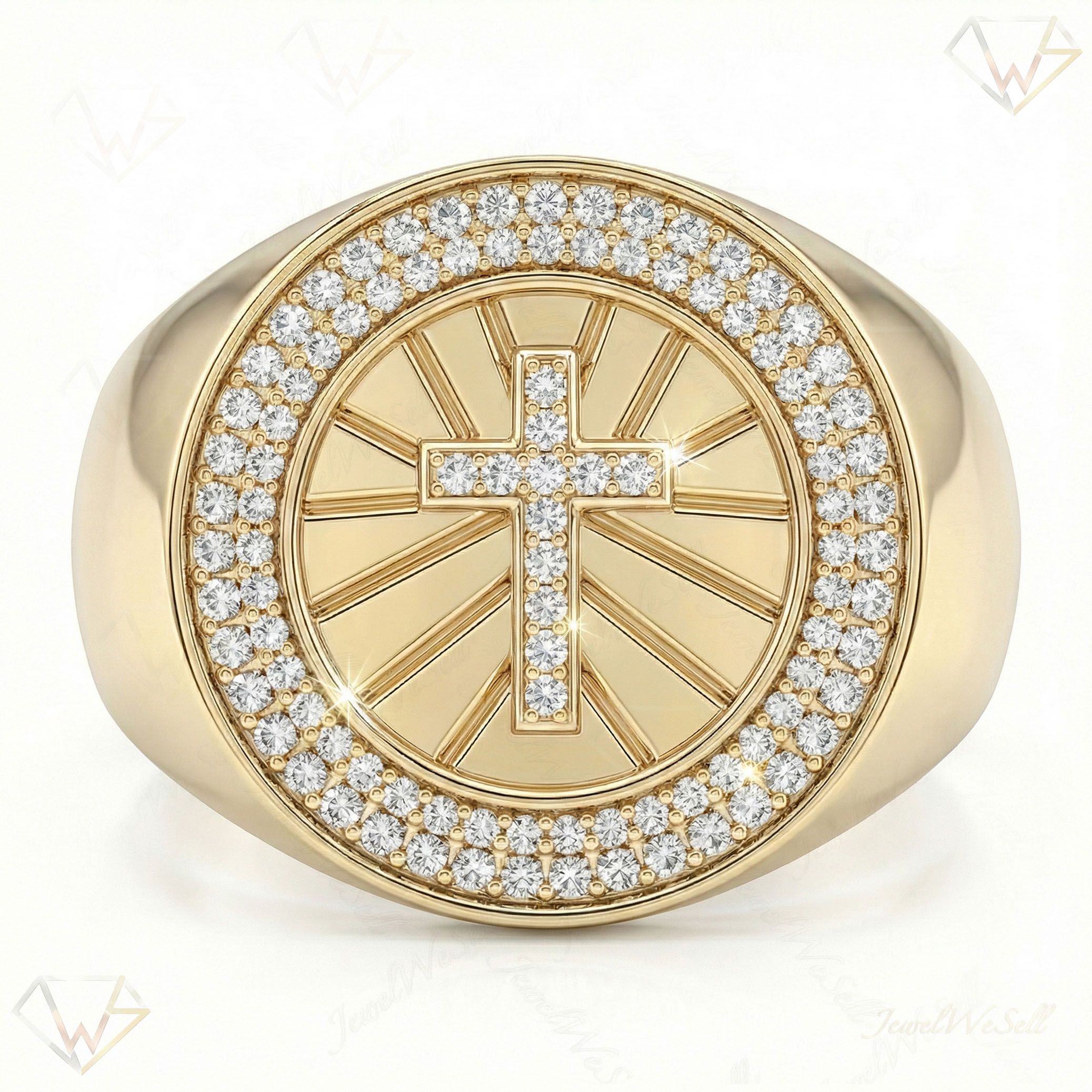 0.40 ct EF VS Lab Grown Diamond Mens Statement Ring in 14k Yellow Gold _ Sz0975 15794