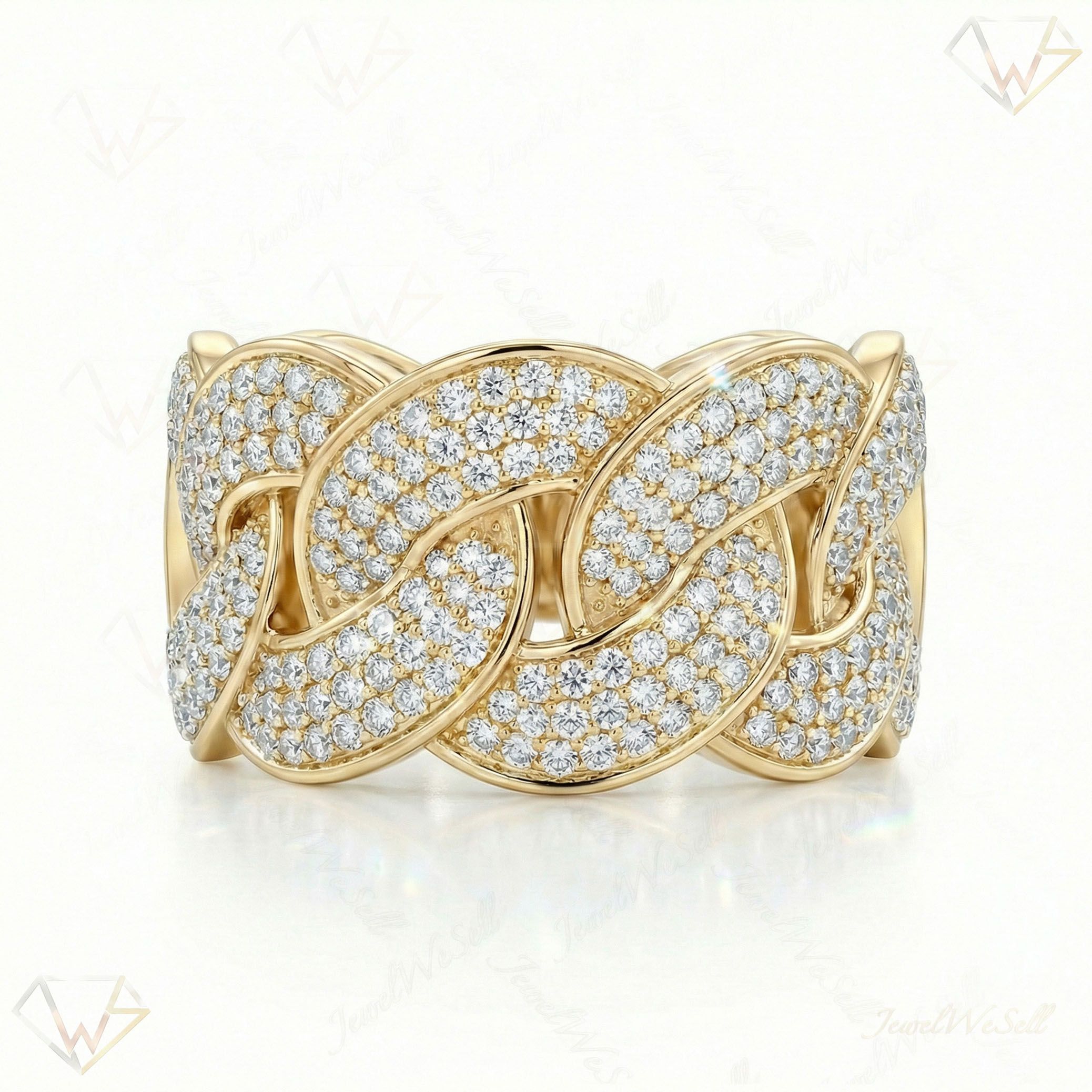1.25 ct EF VS Lab Grown Diamond Mens Cuban Ring in 14k Yellow Gold _ Sz0775 15832
