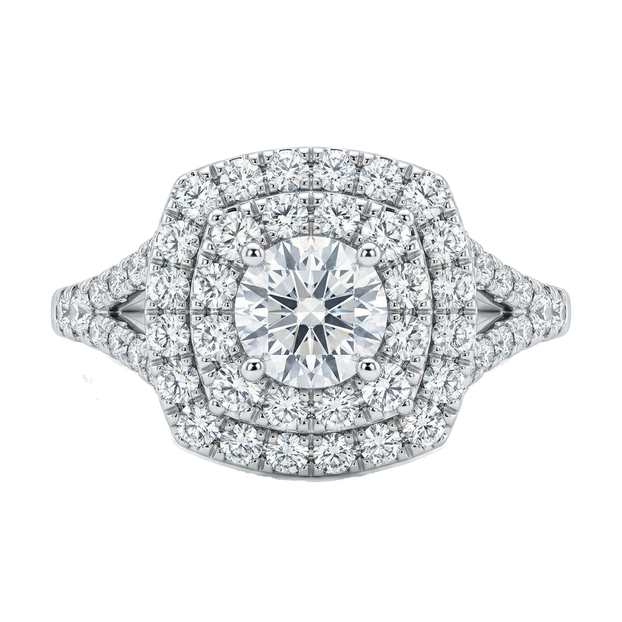1.10 ct EF VS Lab Grown Diamond Halo Engagement Ring in 14k White Gold _ Sz0775 15860
