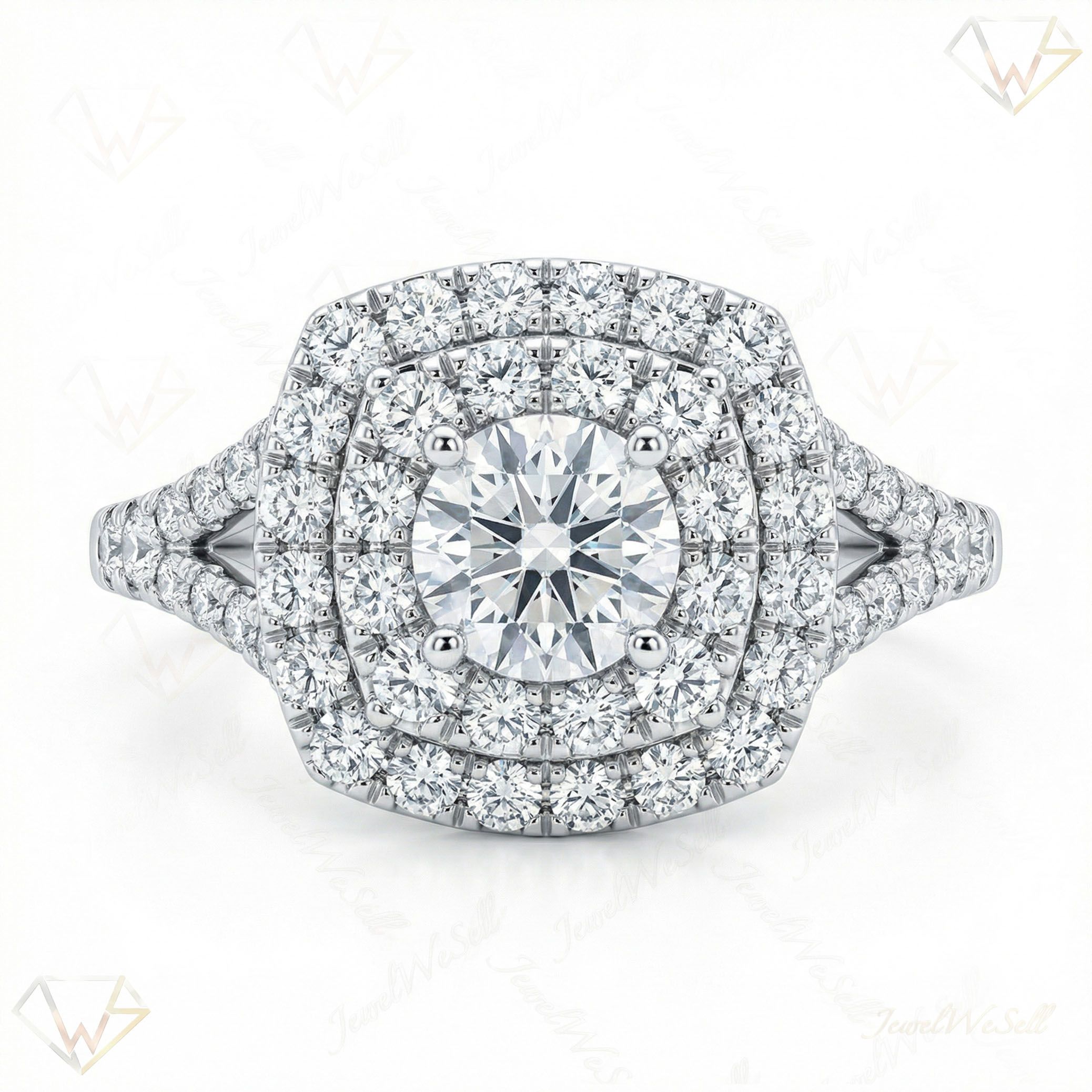 1.10 ct EF VS Moissanite Halo Engagement Ring in 925 Sterling SIlver _ Sz0425 15860