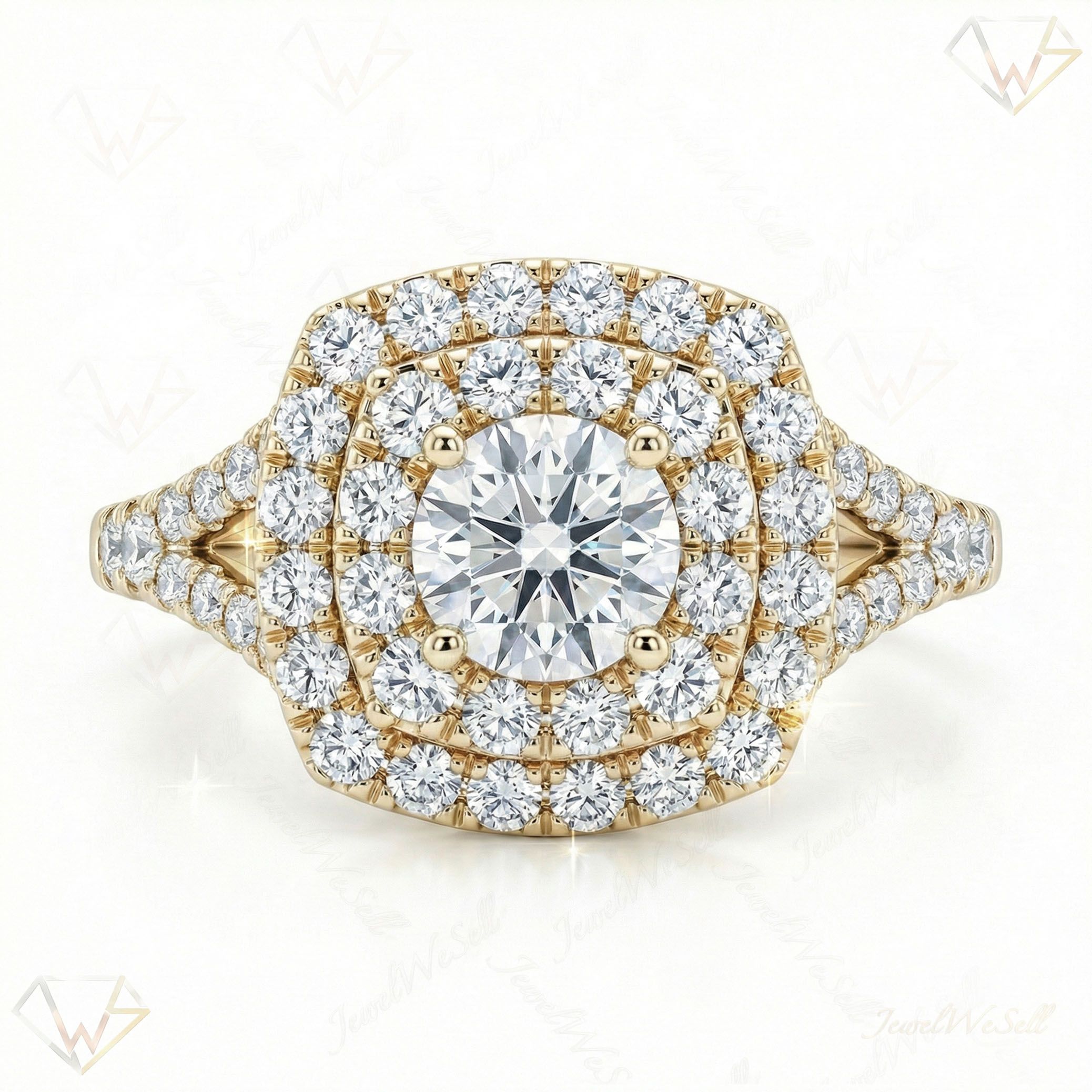1.10 ct EF VS Lab Grown Diamond Halo Engagement Ring in 14k Yellow Gold _ Sz0875 15860