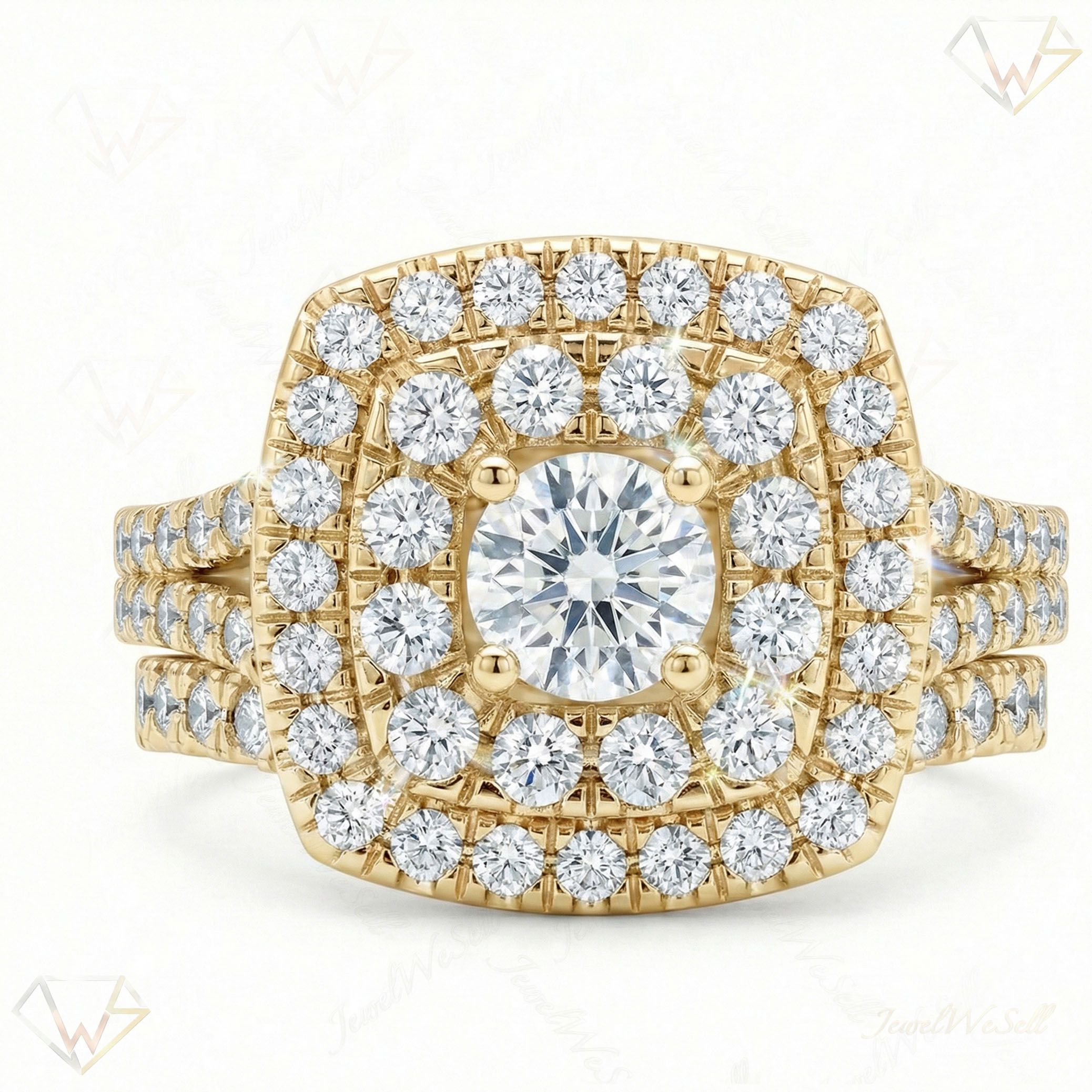 2.20 ct EF VS Lab Grown Diamond Halo Engagement Set in 10k Yellow Gold _ Sz0775 15864