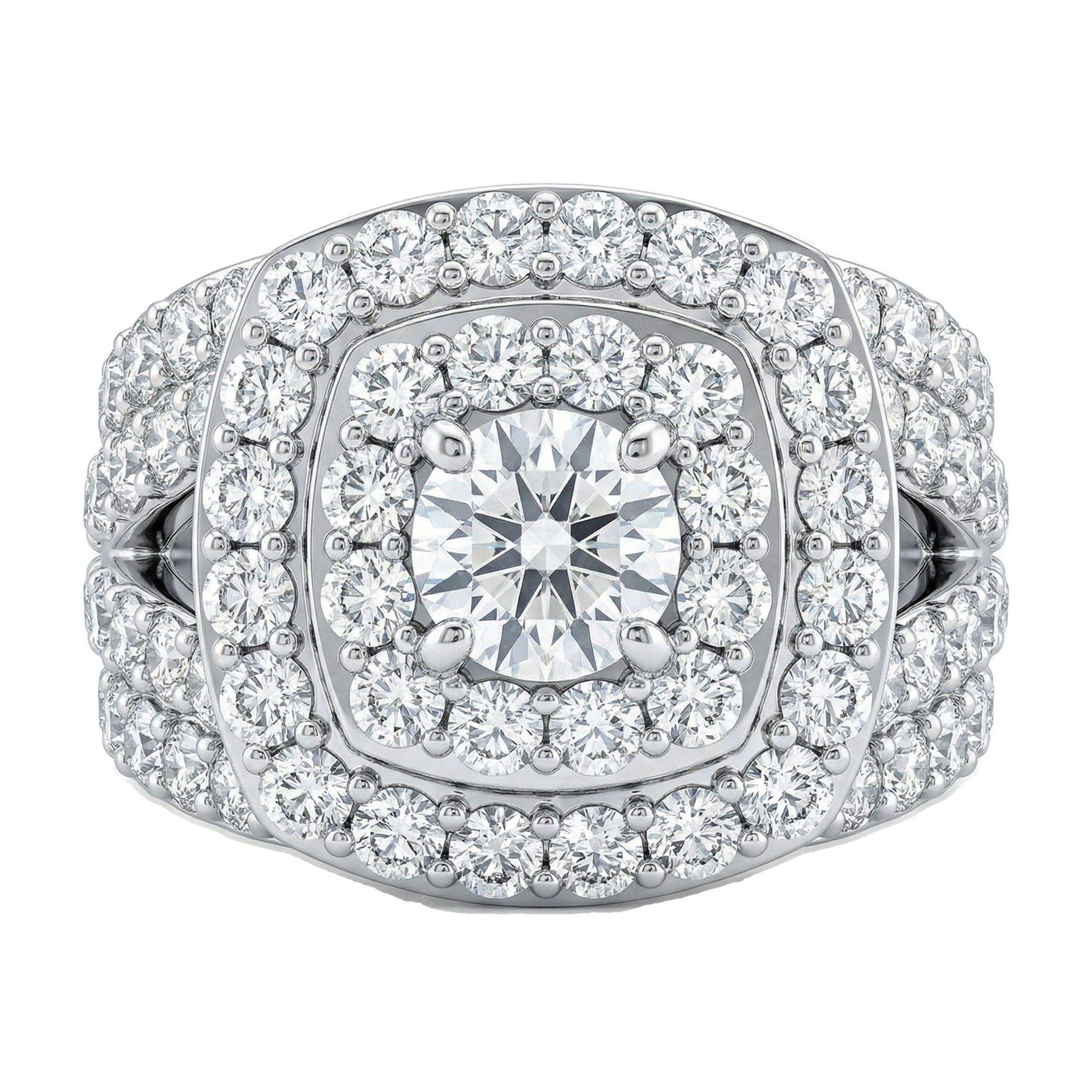 3.25 ct EF VS Lab Grown Diamond Halo Engagement Set in 10k White Gold _ Sz0575 15883