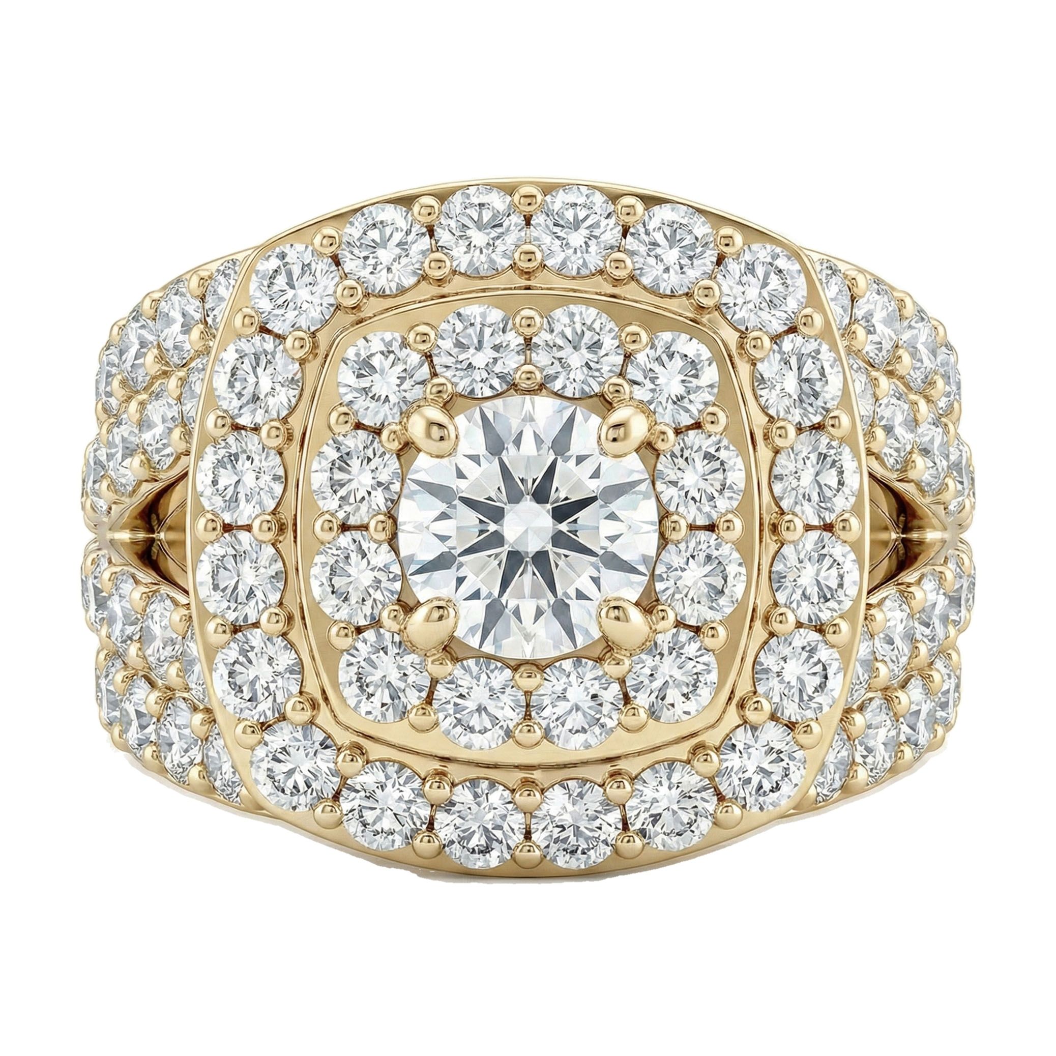 3.25 ct EF VS Lab Grown Diamond Halo Engagement Set in 10k Yellow Gold _ Sz0400 15883