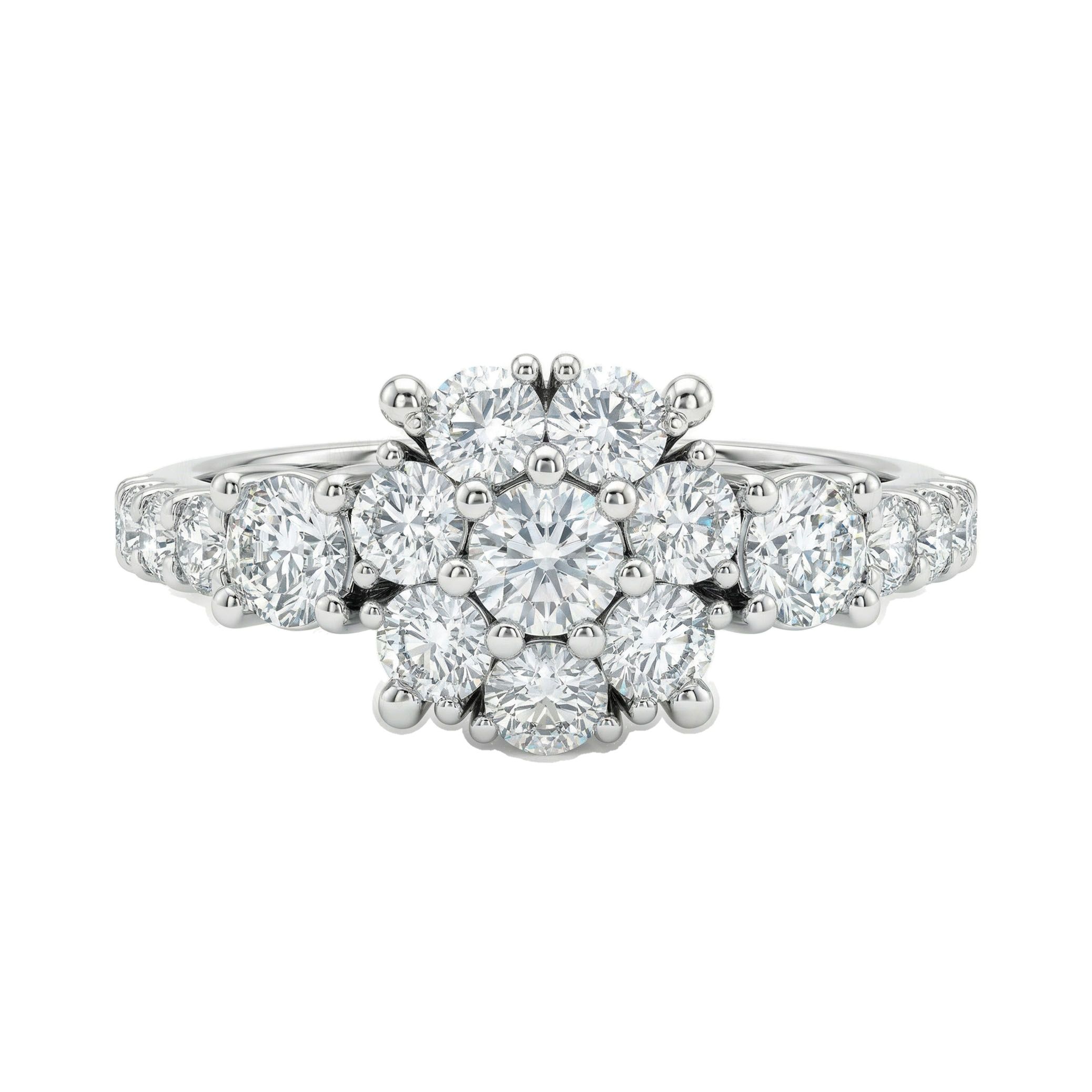 1.90 ct EF VS Lab Grown Diamond Cluster Engagement Ring in 14k White Gold _ Sz0875 15891