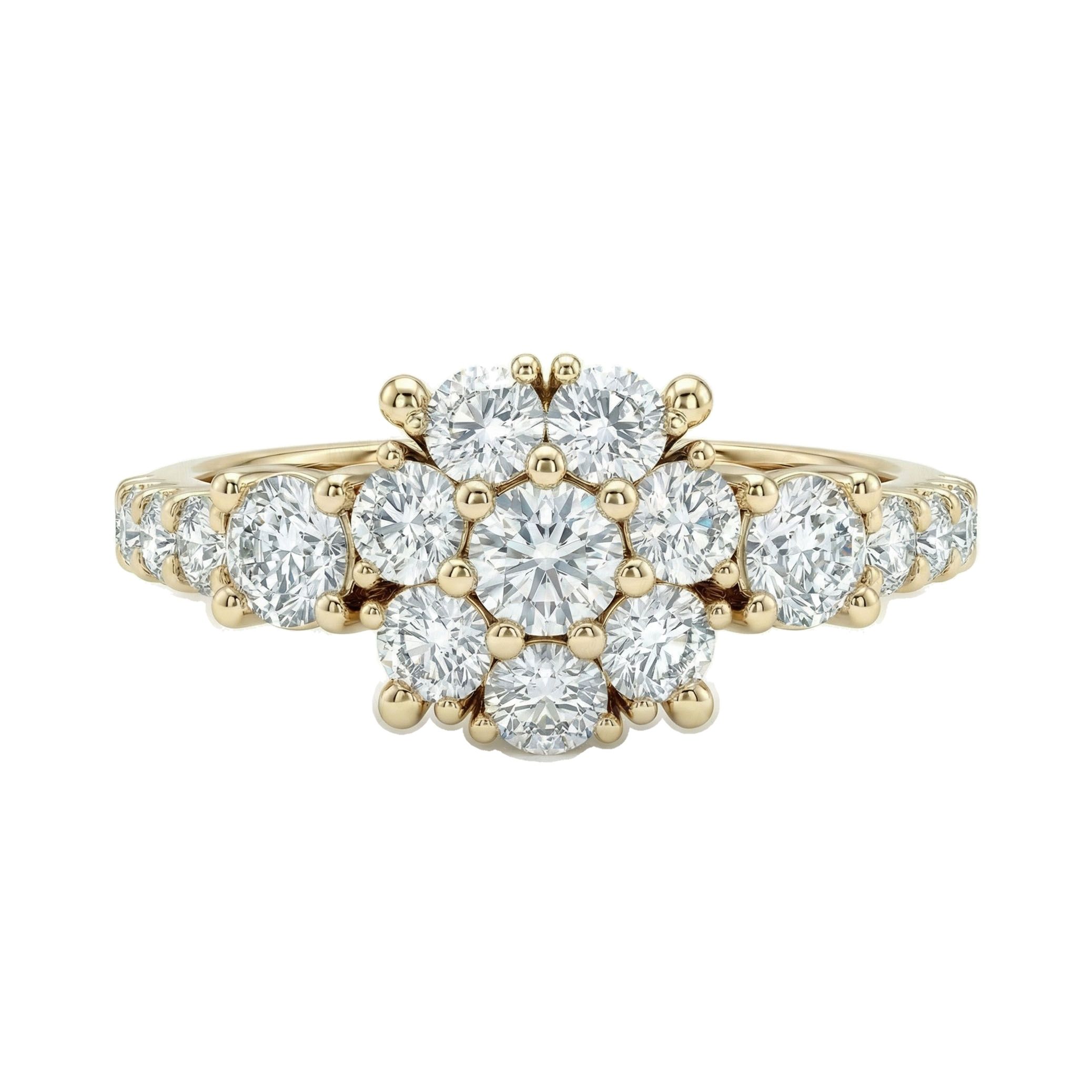 1.90 ct EF VS Lab Grown Diamond Cluster Engagement Ring in 14k Yellow Gold _ Sz0575 15891